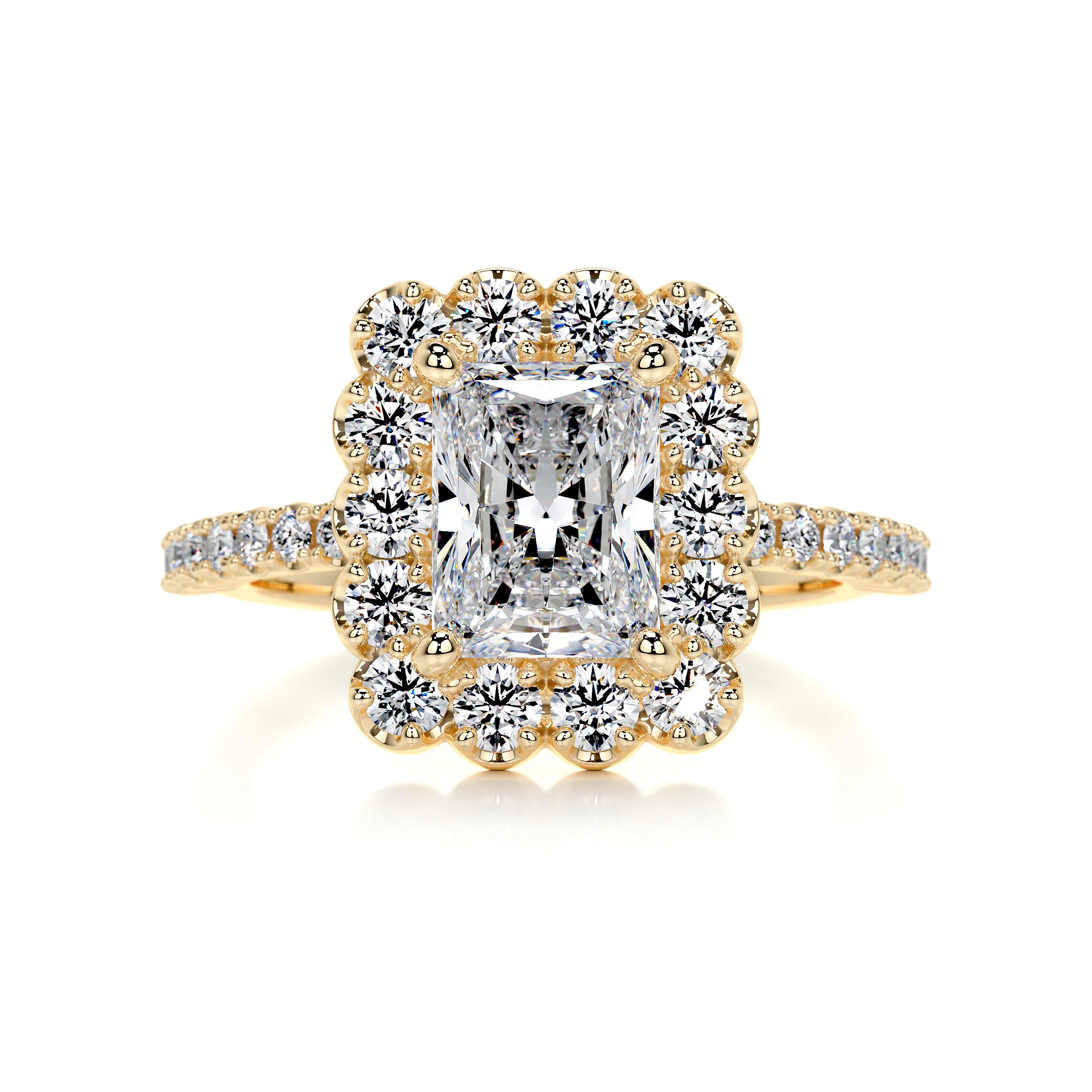 Abby Moissanite & Diamonds Ring -18K Yellow Gold