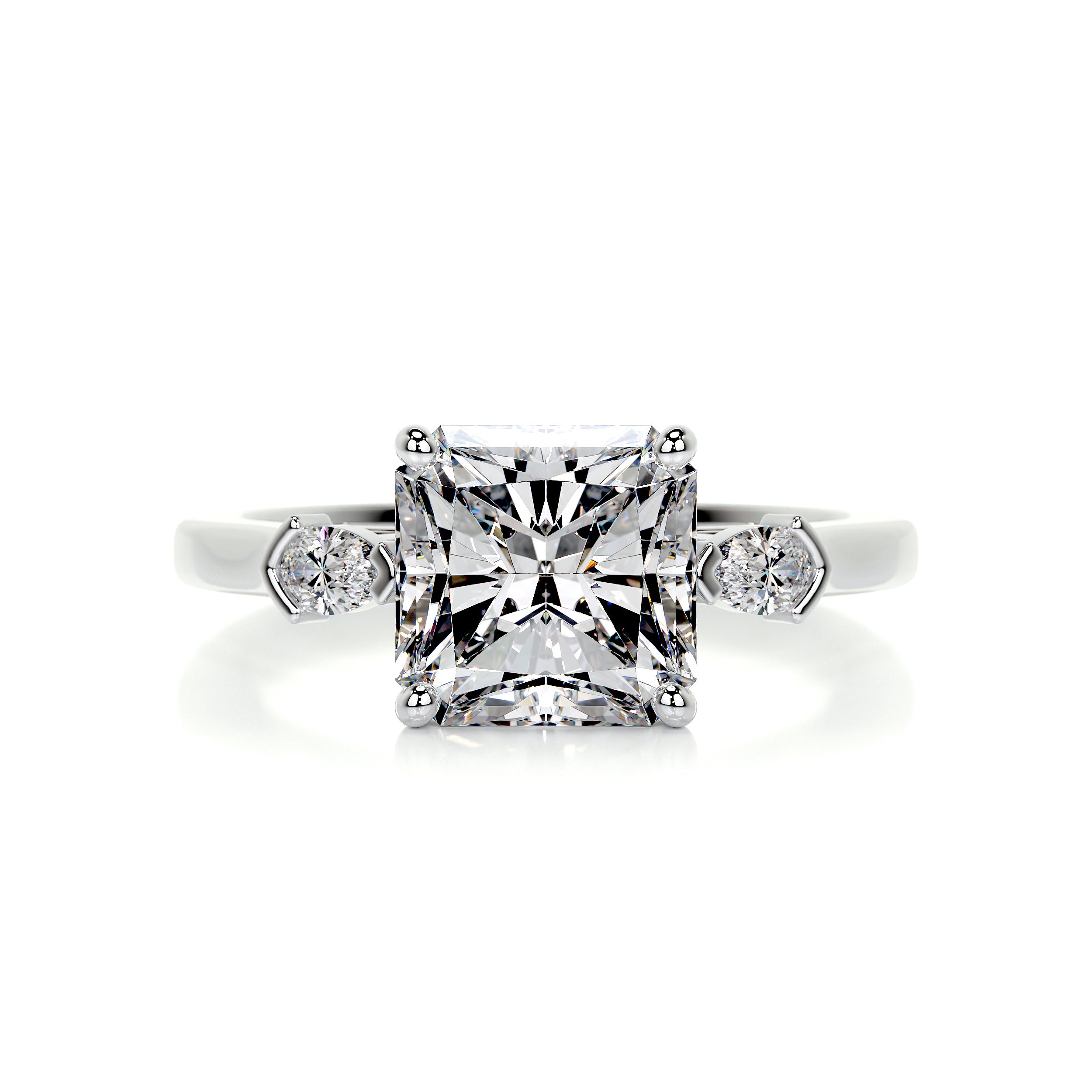 Mindy Moissanite & Diamond Ring -18K White Gold