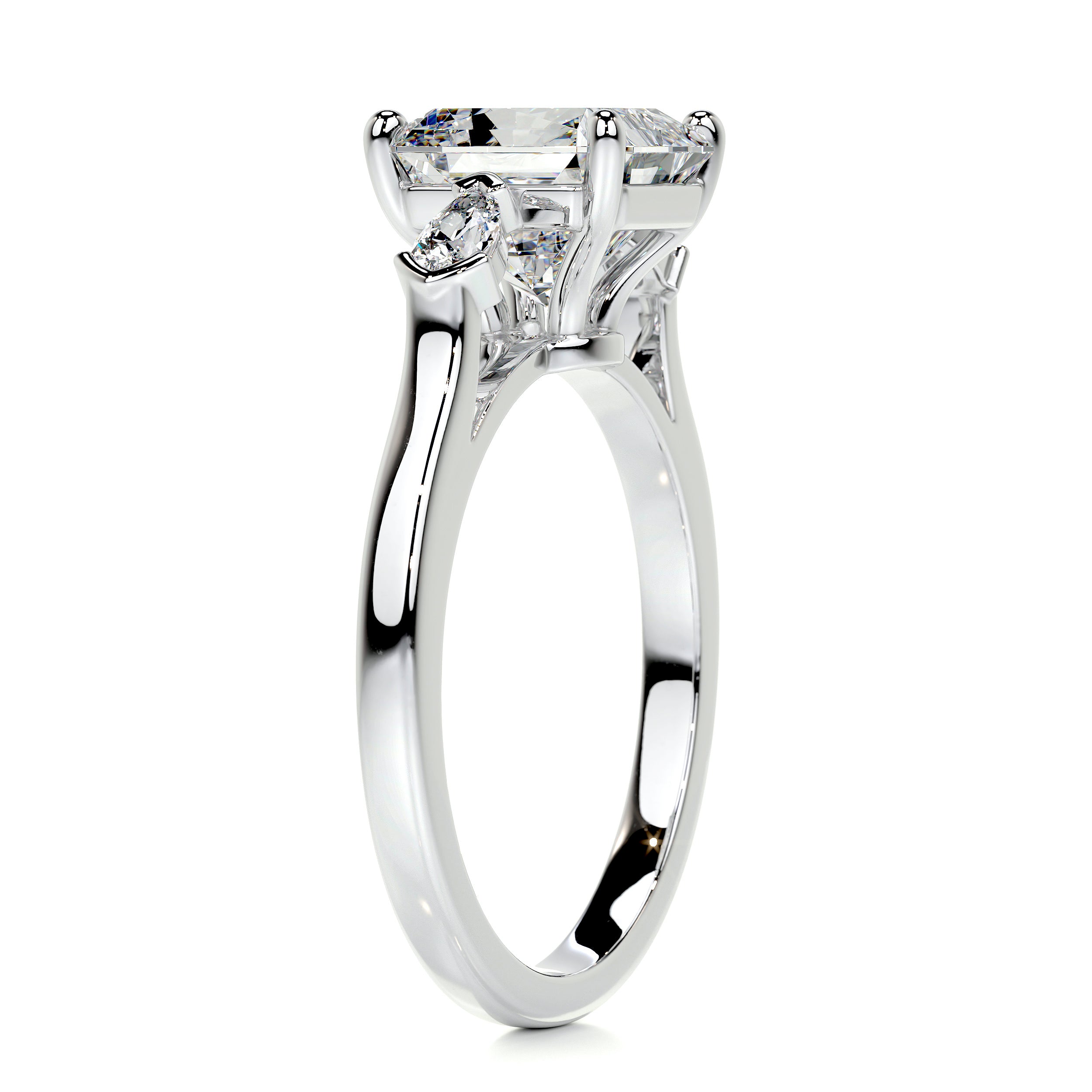 Mindy Moissanite & Diamond Ring -18K White Gold