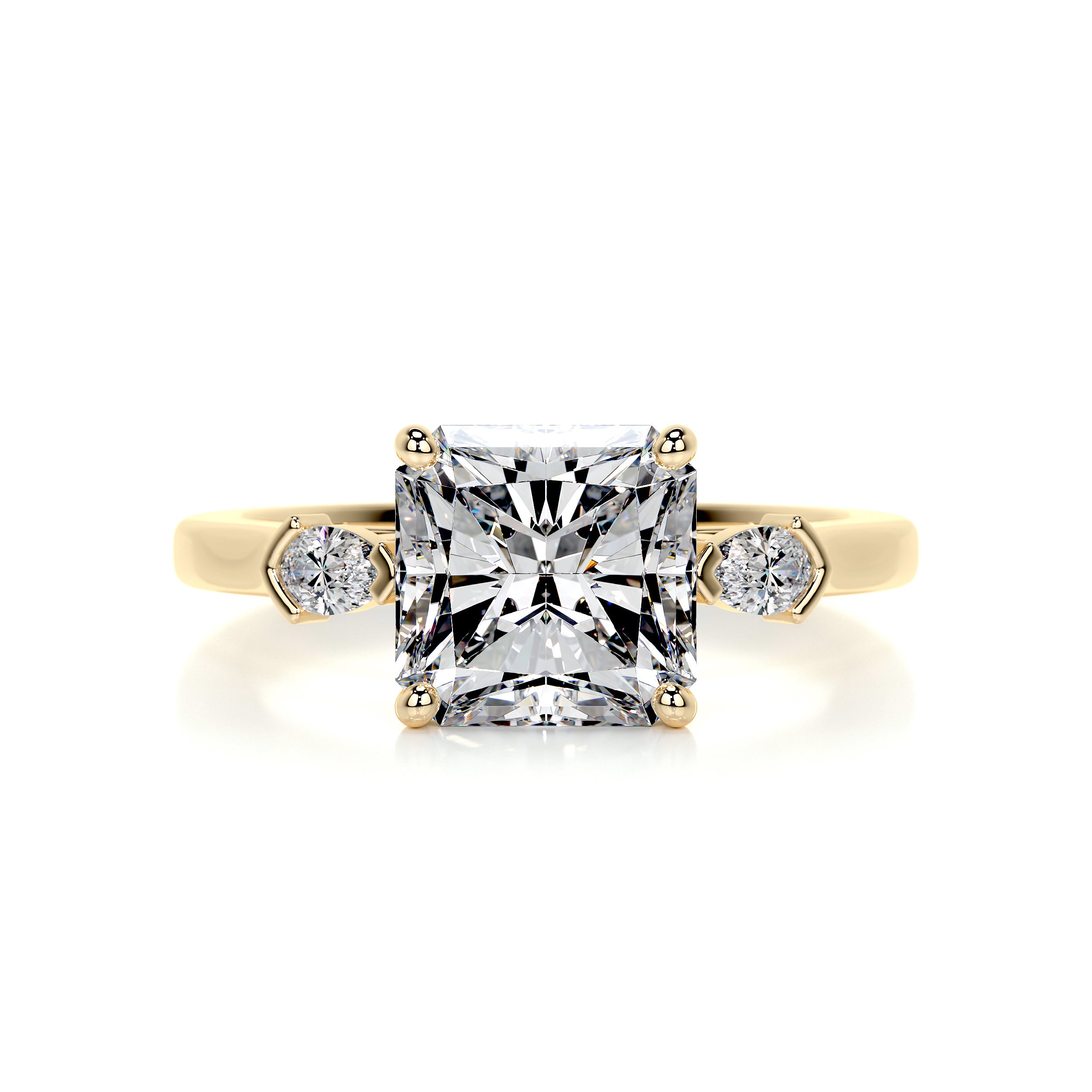 Mindy Moissanite & Diamond Ring -18K Yellow Gold