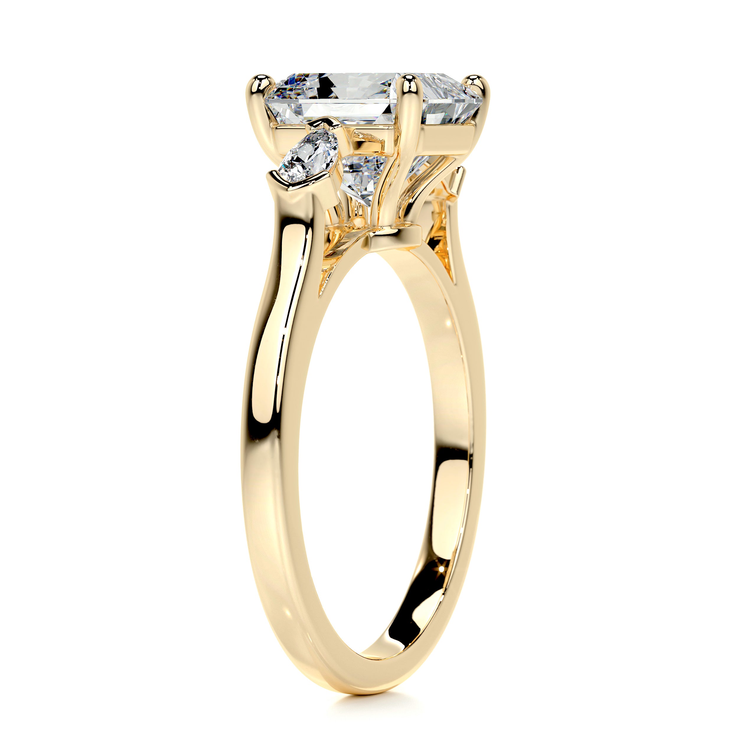 Mindy Moissanite & Diamond Ring -18K Yellow Gold