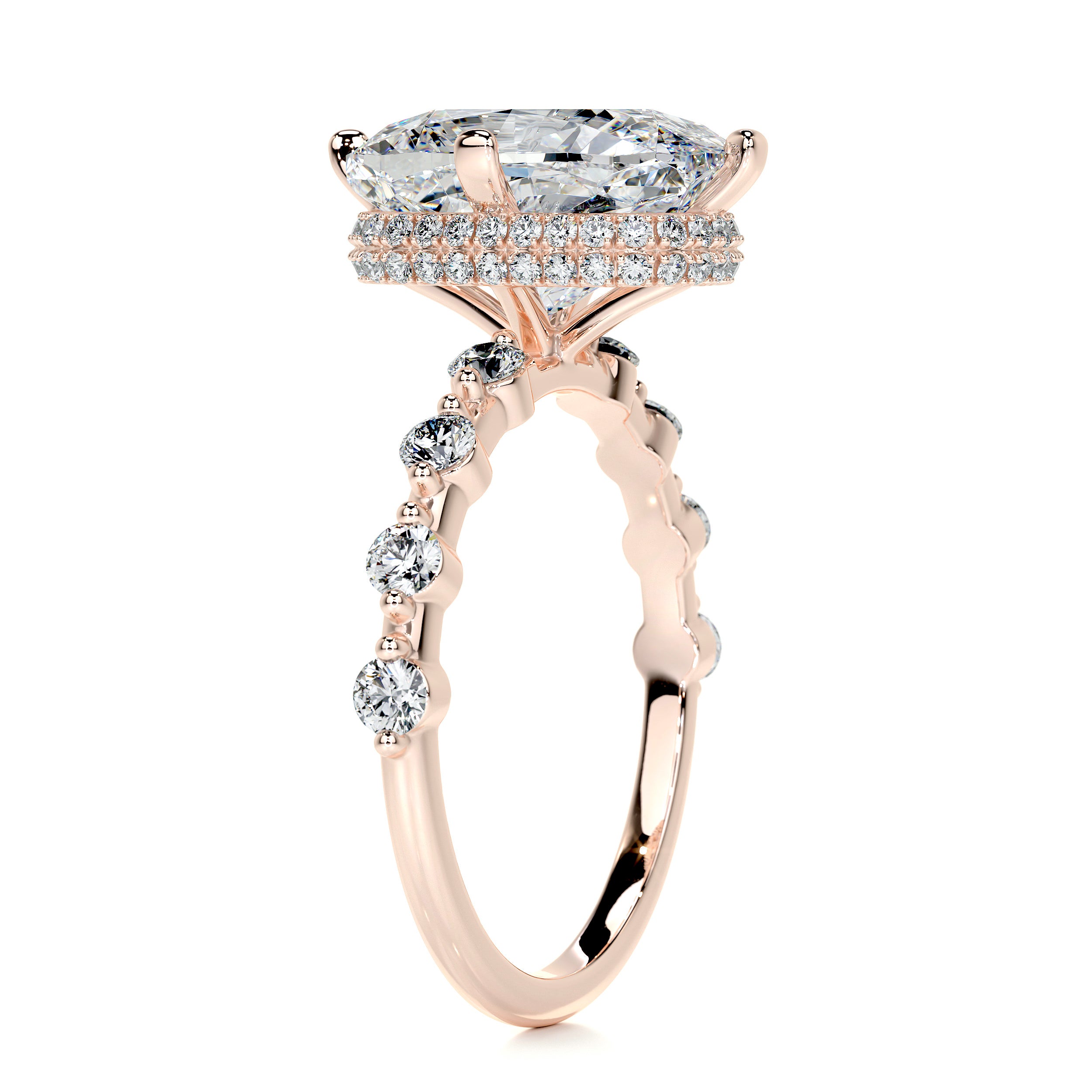 Theresa Moissanite & Diamond Ring -14K Rose Gold