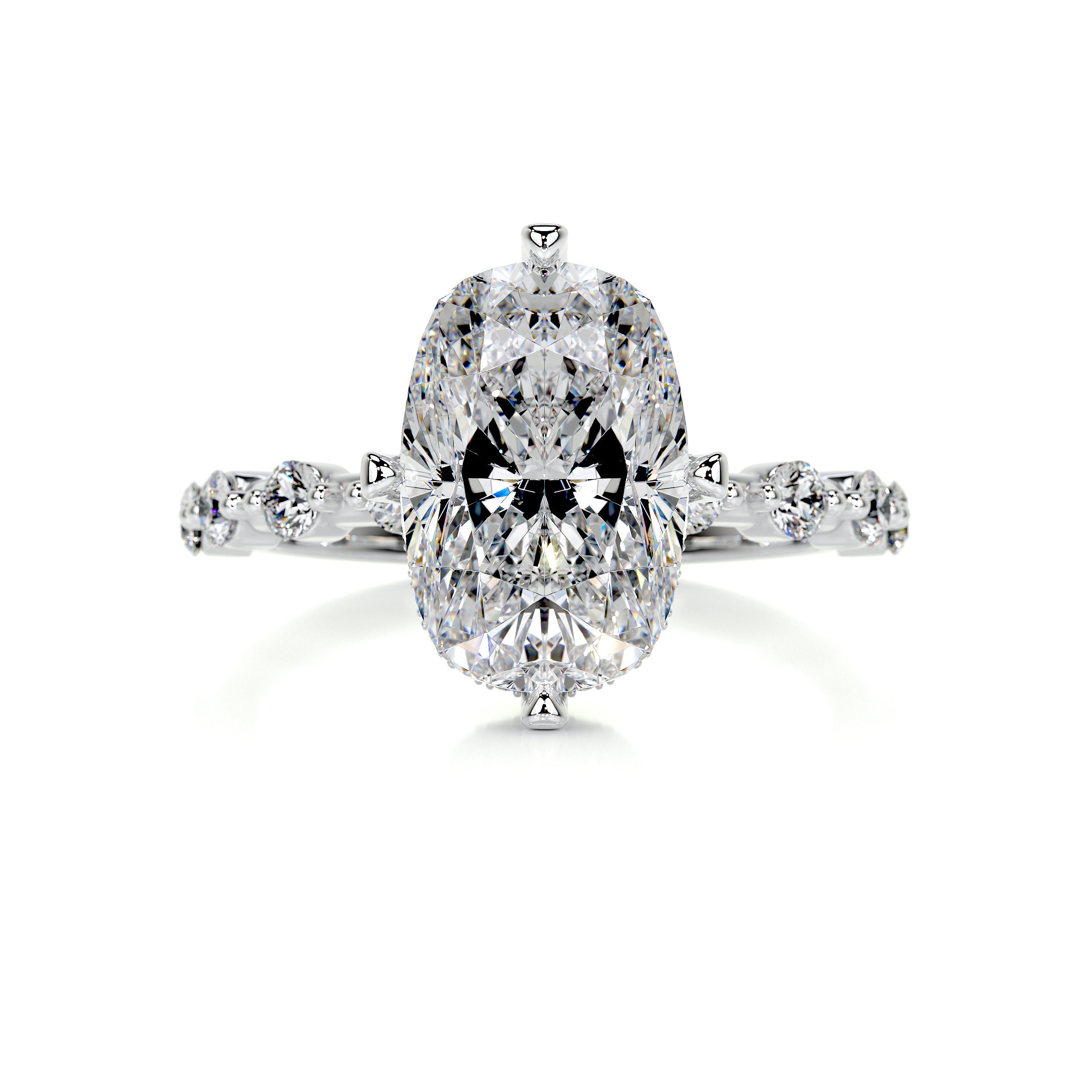 Theresa Moissanite & Diamond Ring -18K White Gold