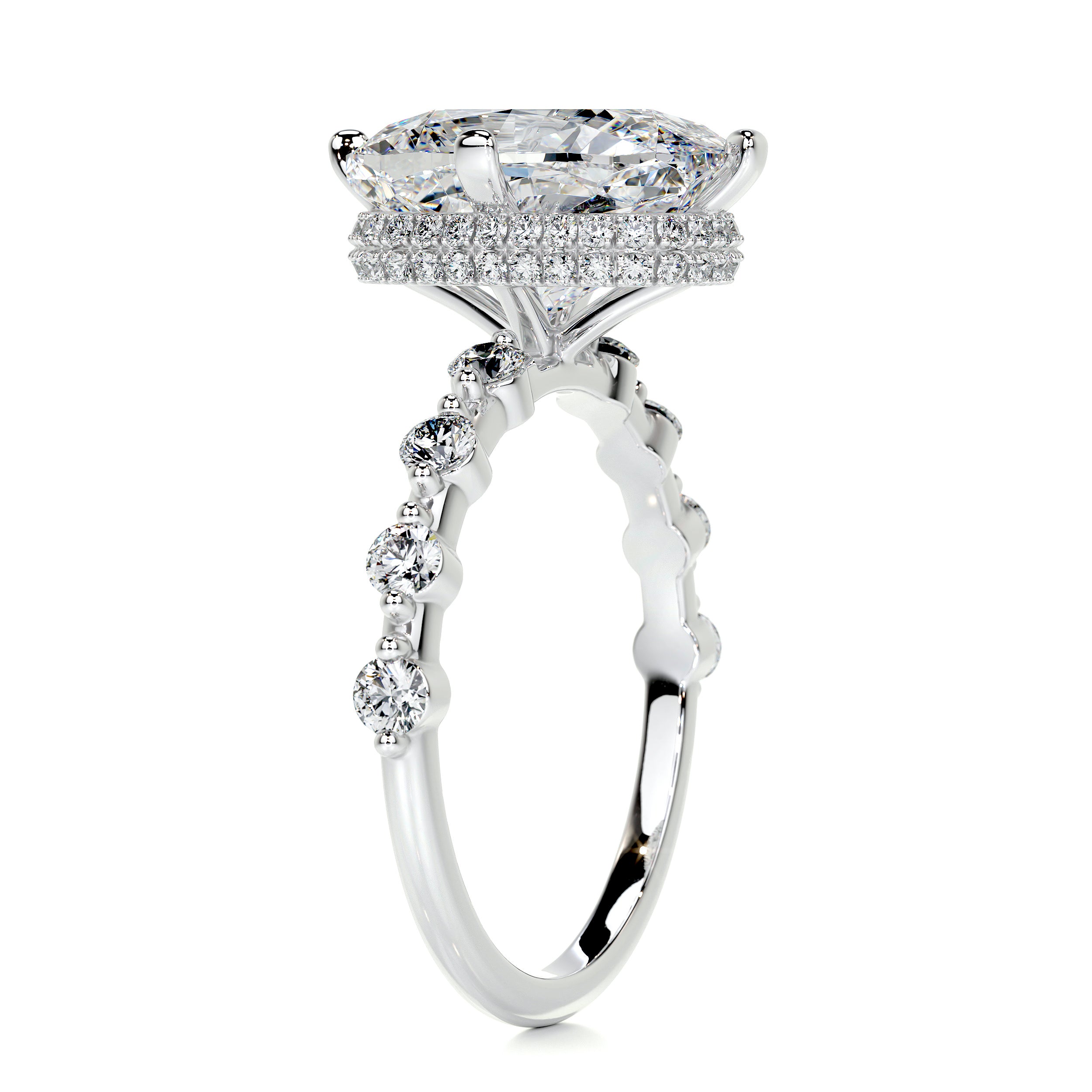 Theresa Moissanite & Diamonds Ring -14K White Gold