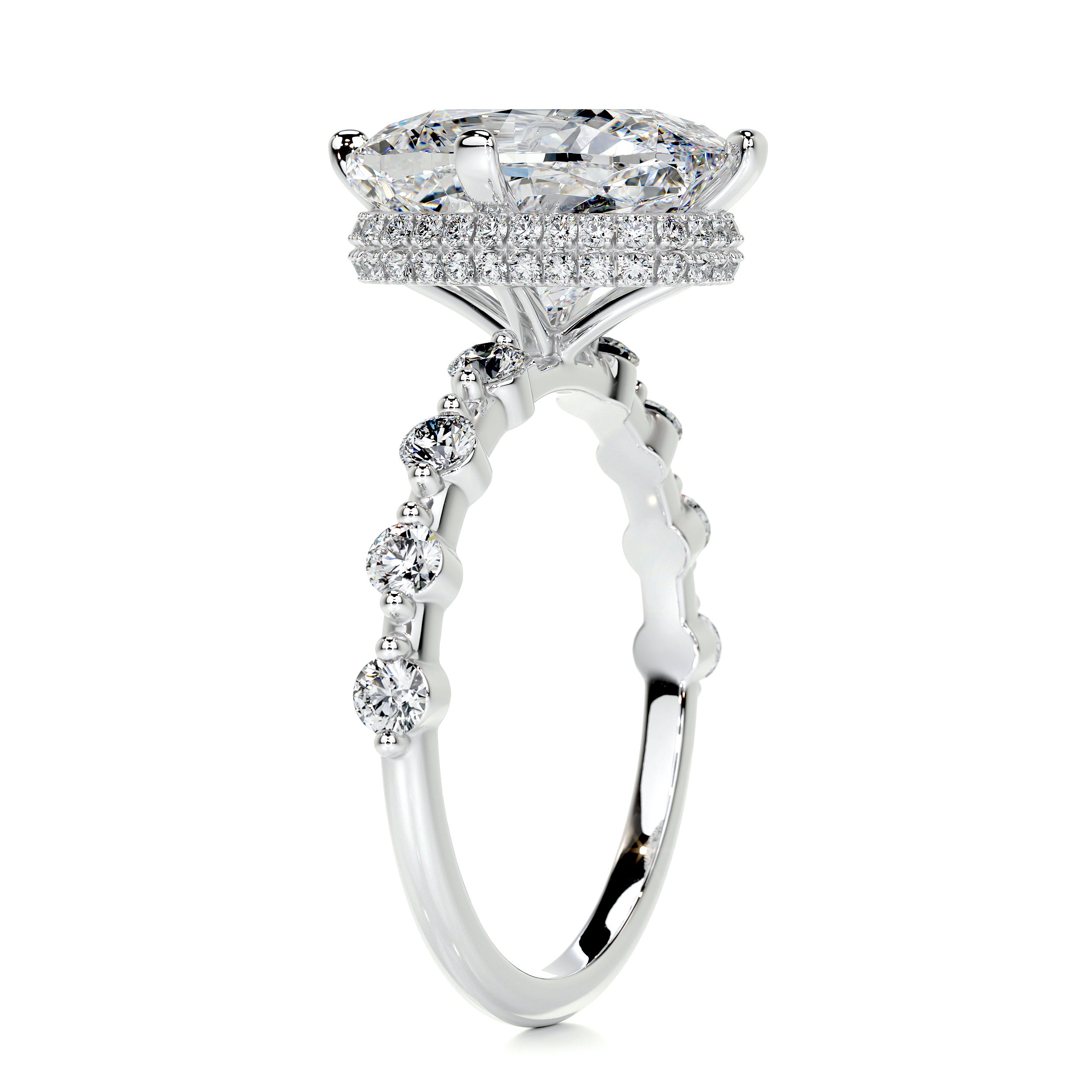 Theresa Moissanite & Diamond Ring -18K White Gold
