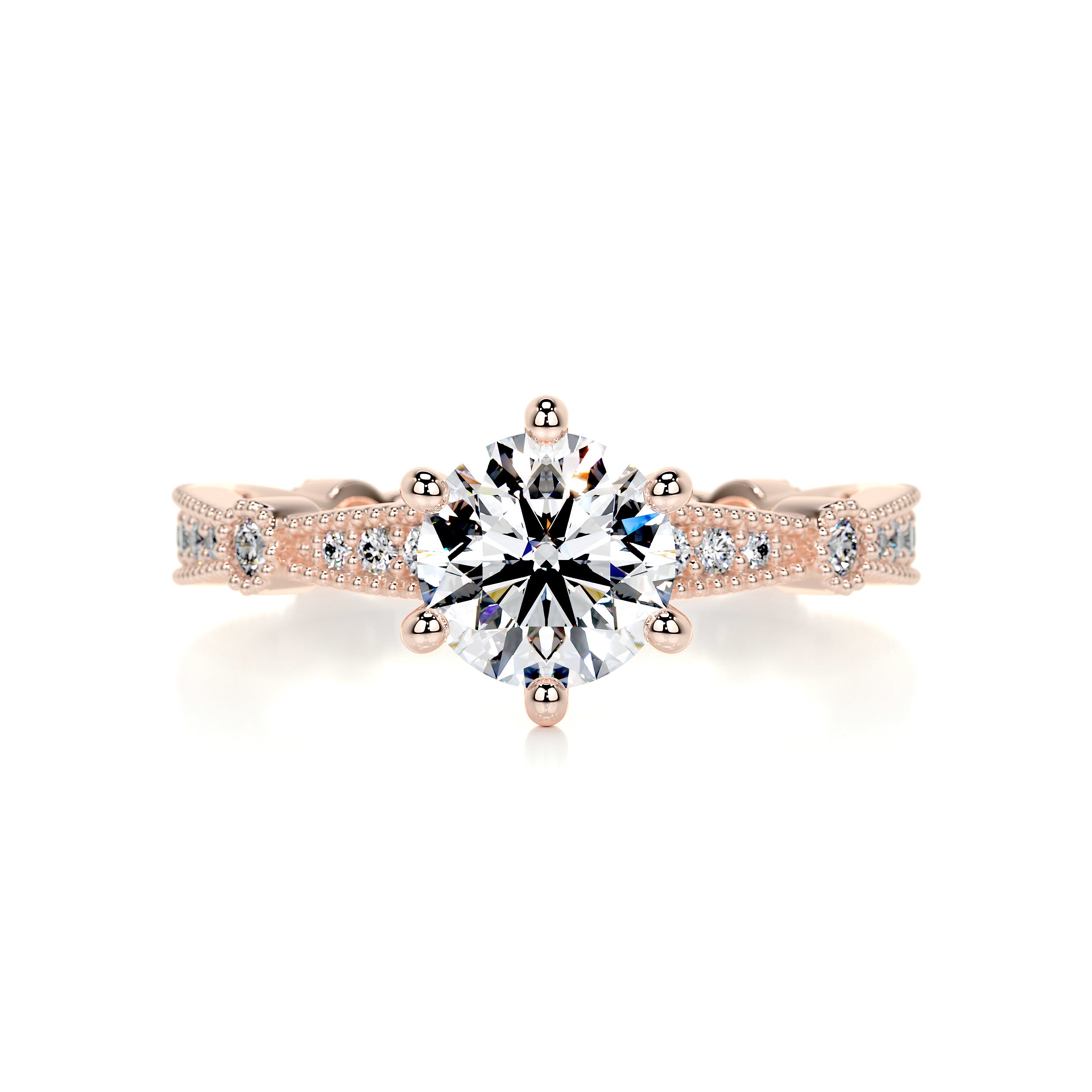 Stacy Moissanite & Diamond Ring -14K Rose Gold