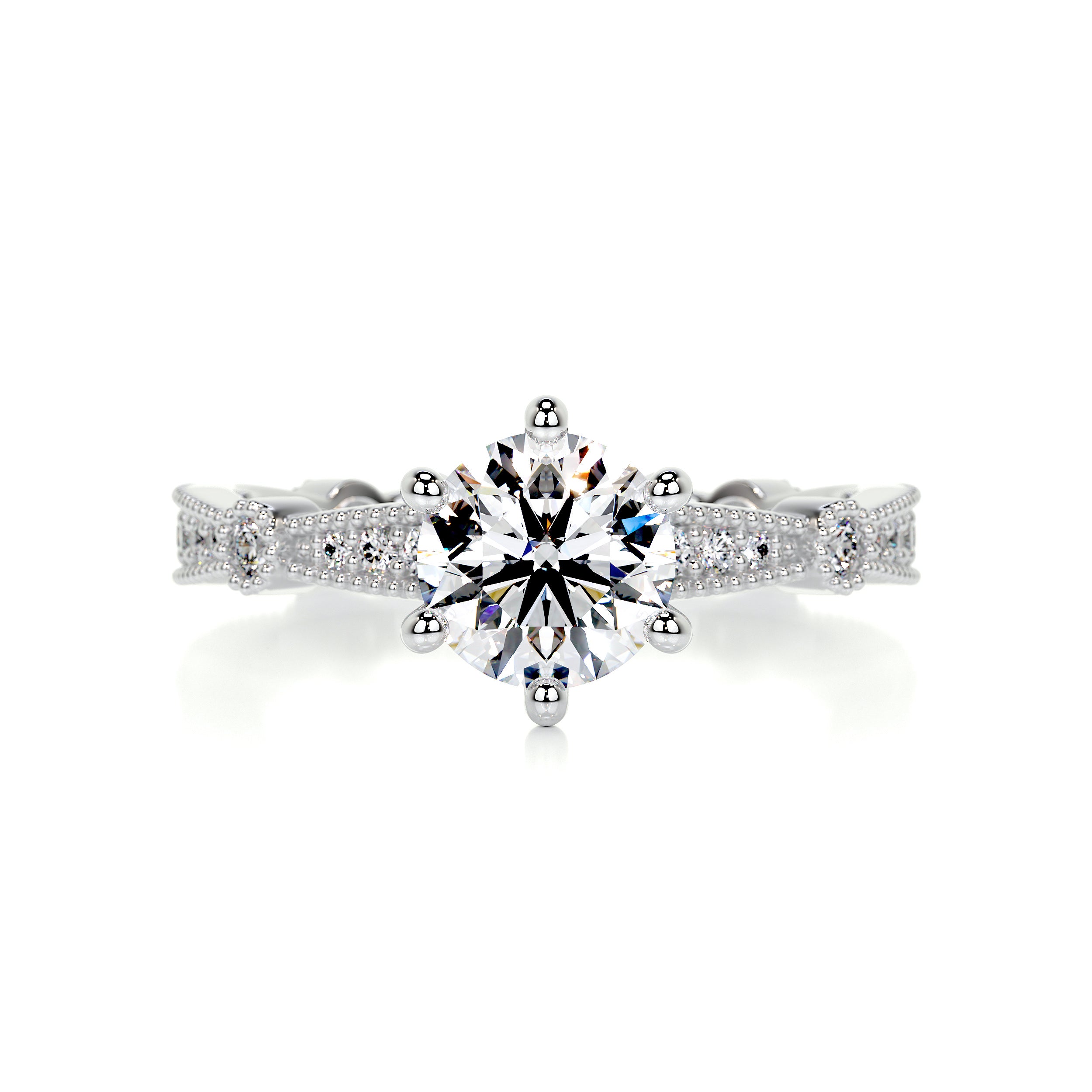 Stacy Moissanite & Diamond Ring -14K White Gold