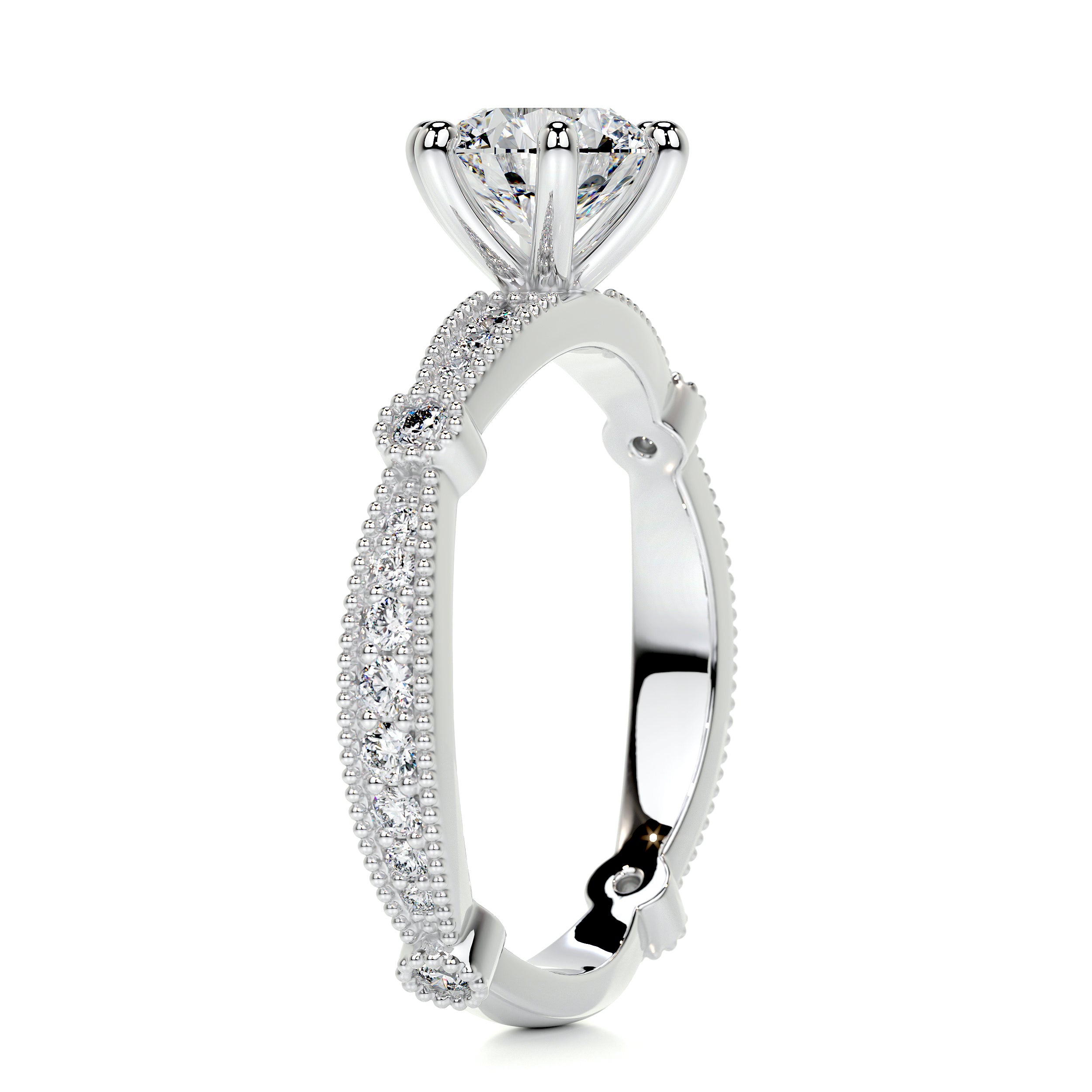 Stacy Moissanite & Diamonds Ring -14K White Gold