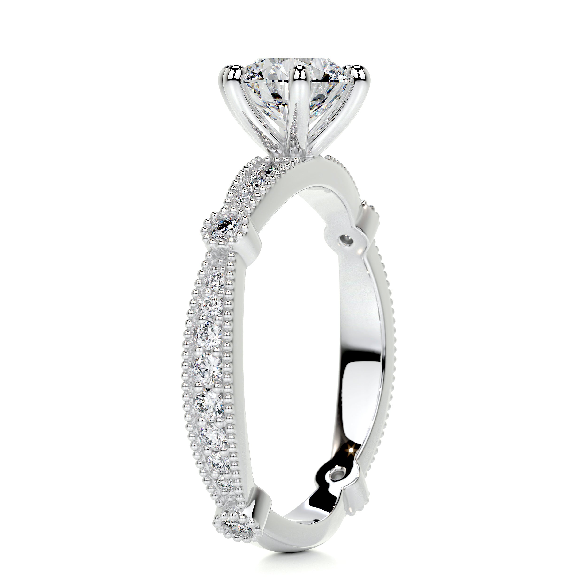 Stacy Moissanite & Diamond Ring -18K White Gold