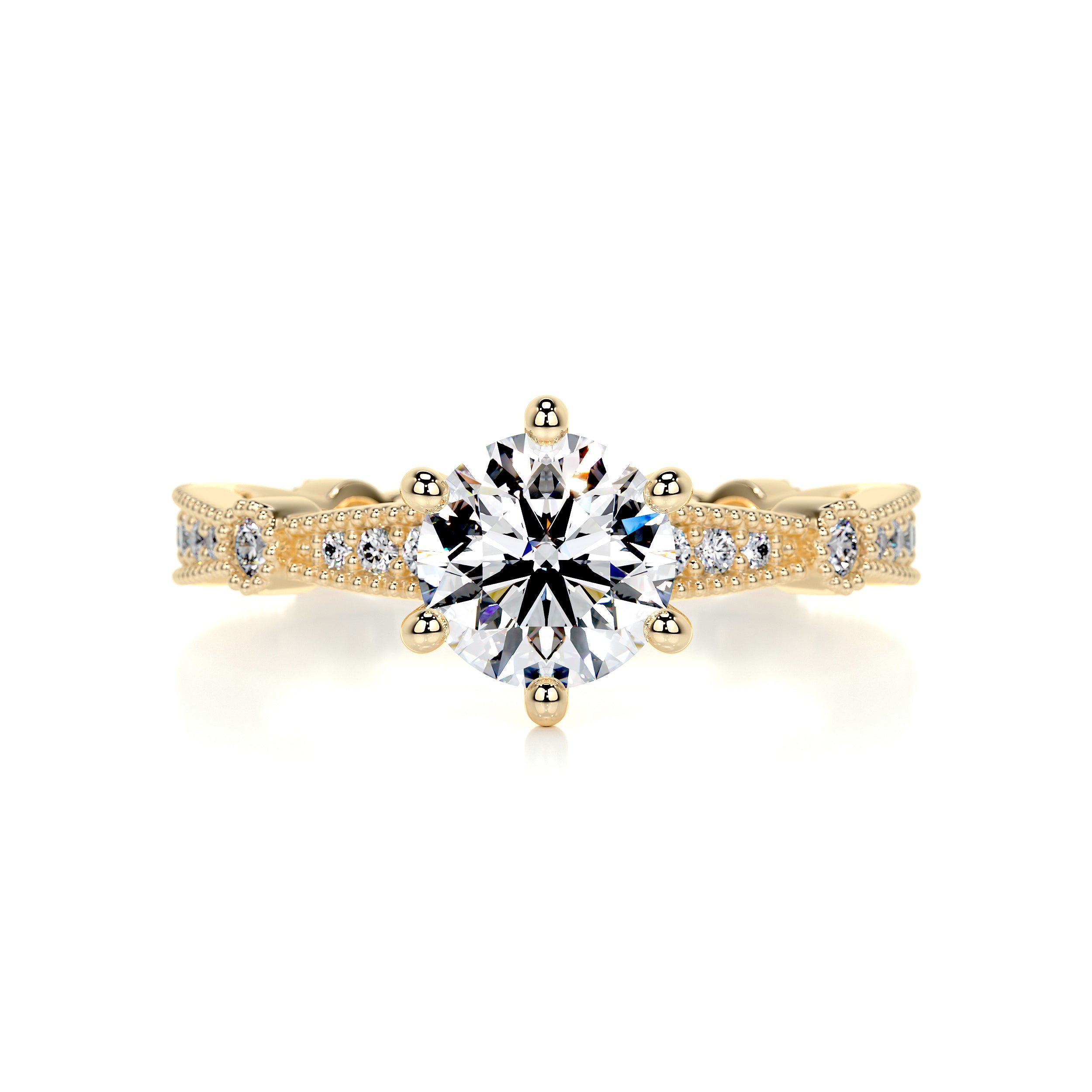 Stacy Moissanite & Diamond Ring -18K Yellow Gold