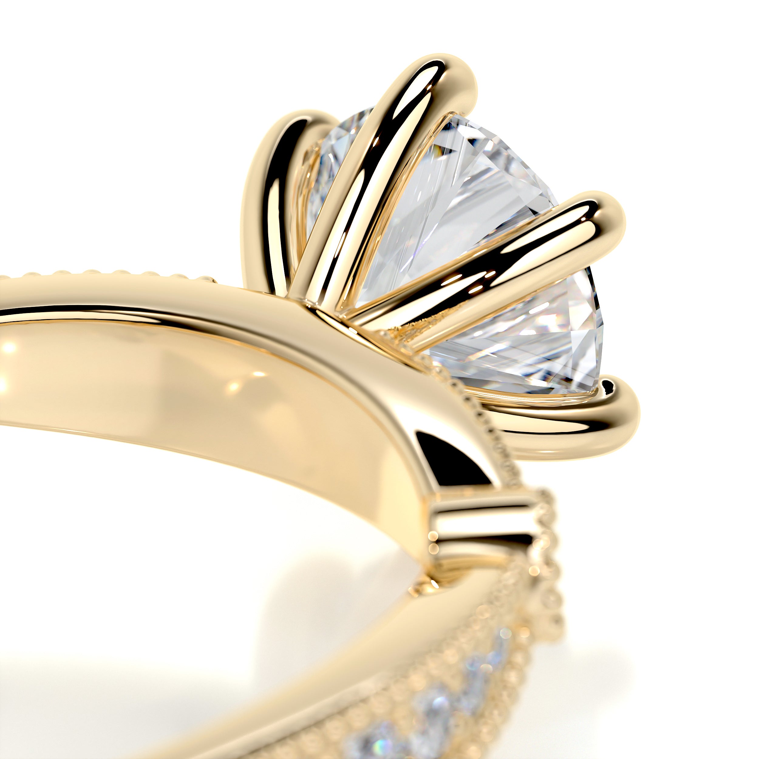Stacy Moissanite & Diamonds Ring -18K Yellow Gold