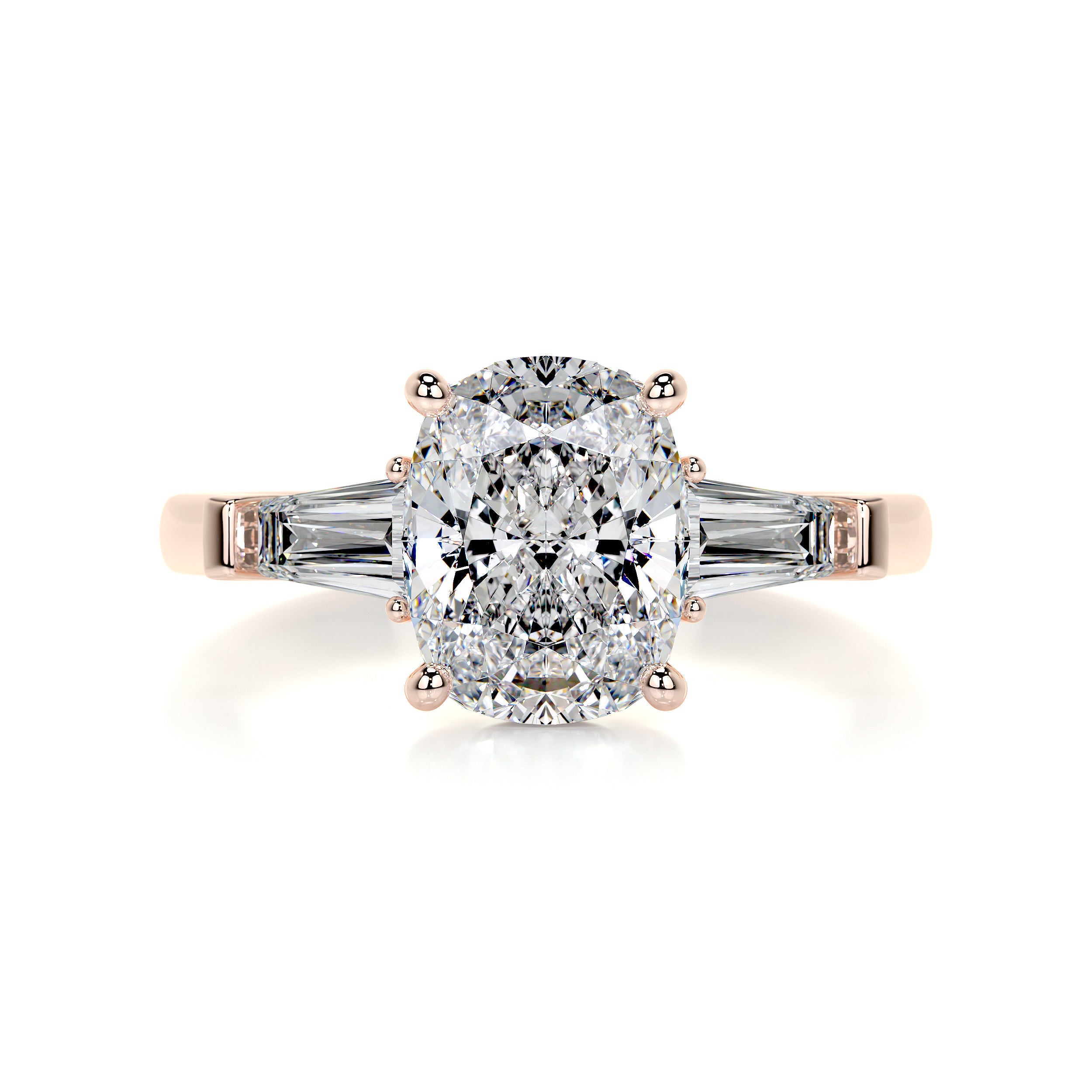 Sylvia Moissanite & Diamond Ring -14K Rose Gold