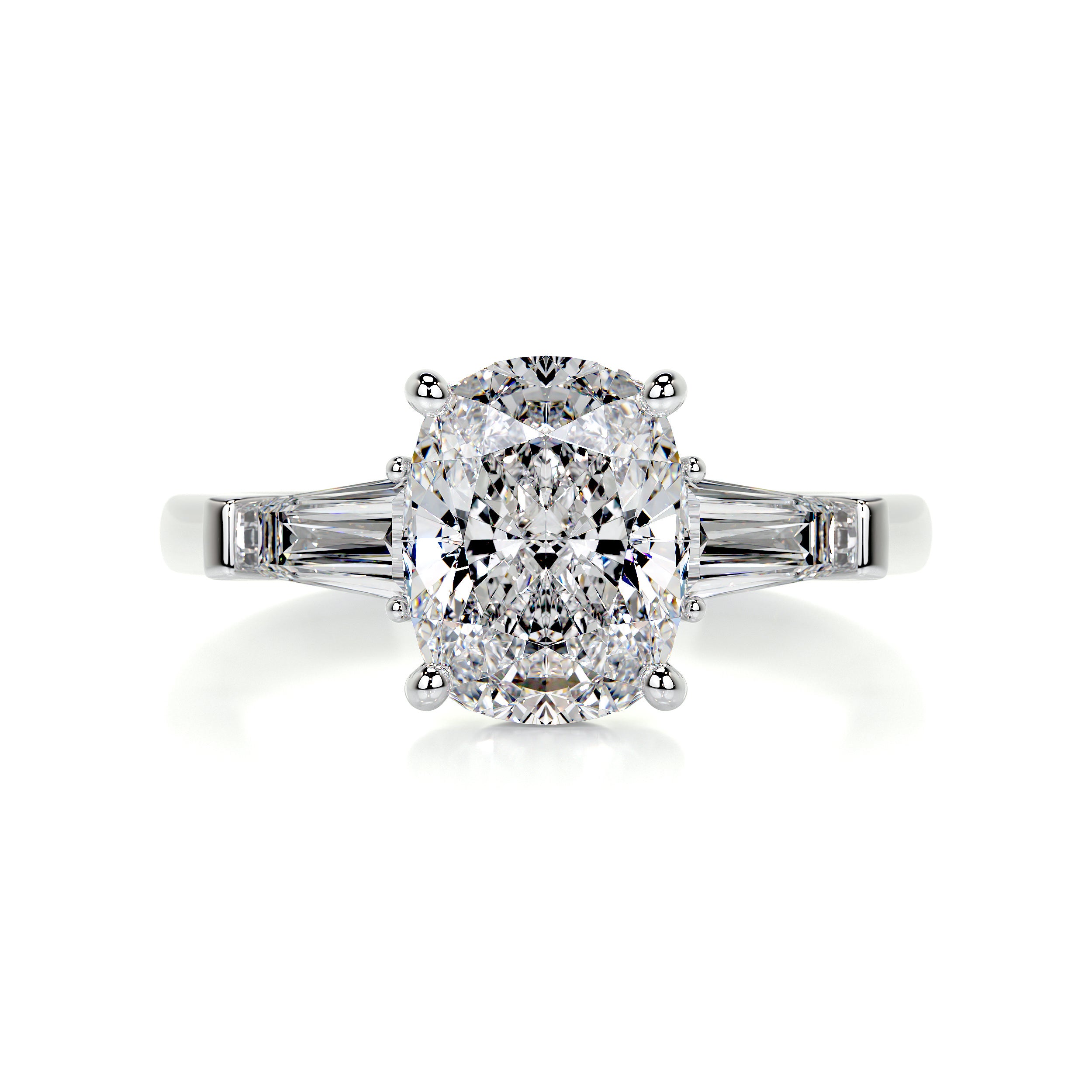 Sylvia Moissanite & Diamond Ring -18K White Gold
