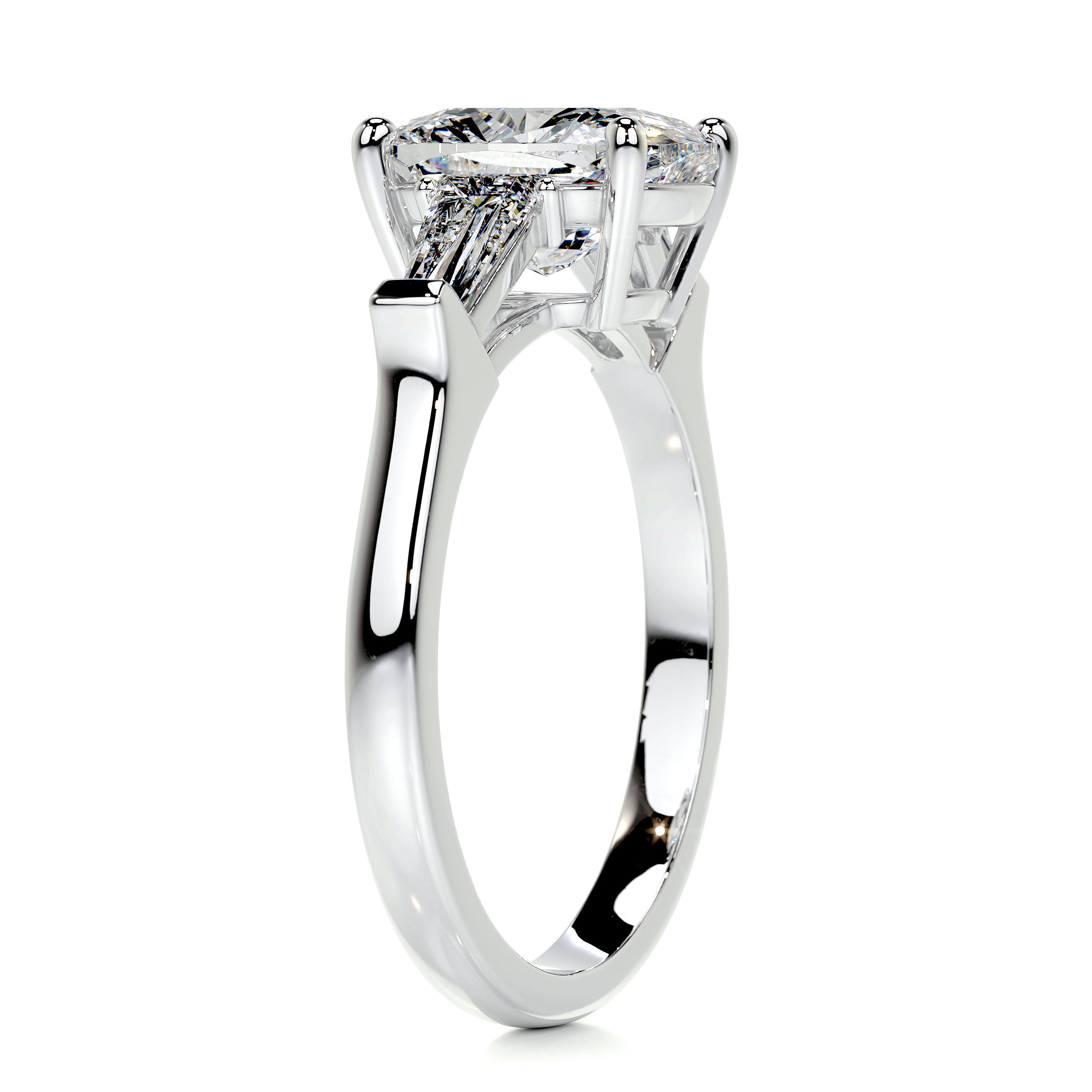 Sylvia Moissanite & Diamond Ring -18K White Gold