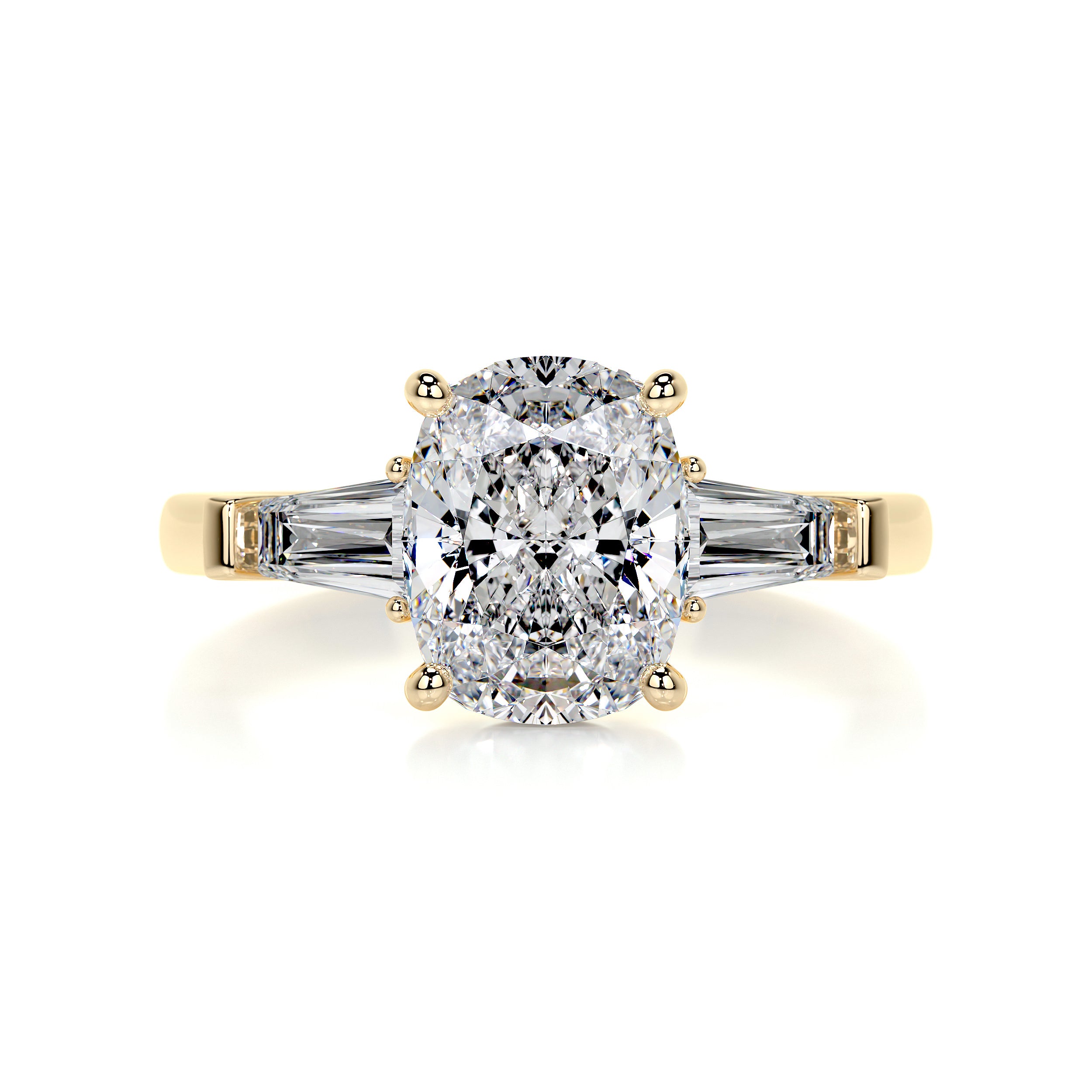 Sylvia Moissanite & Diamonds Ring -18K Yellow Gold