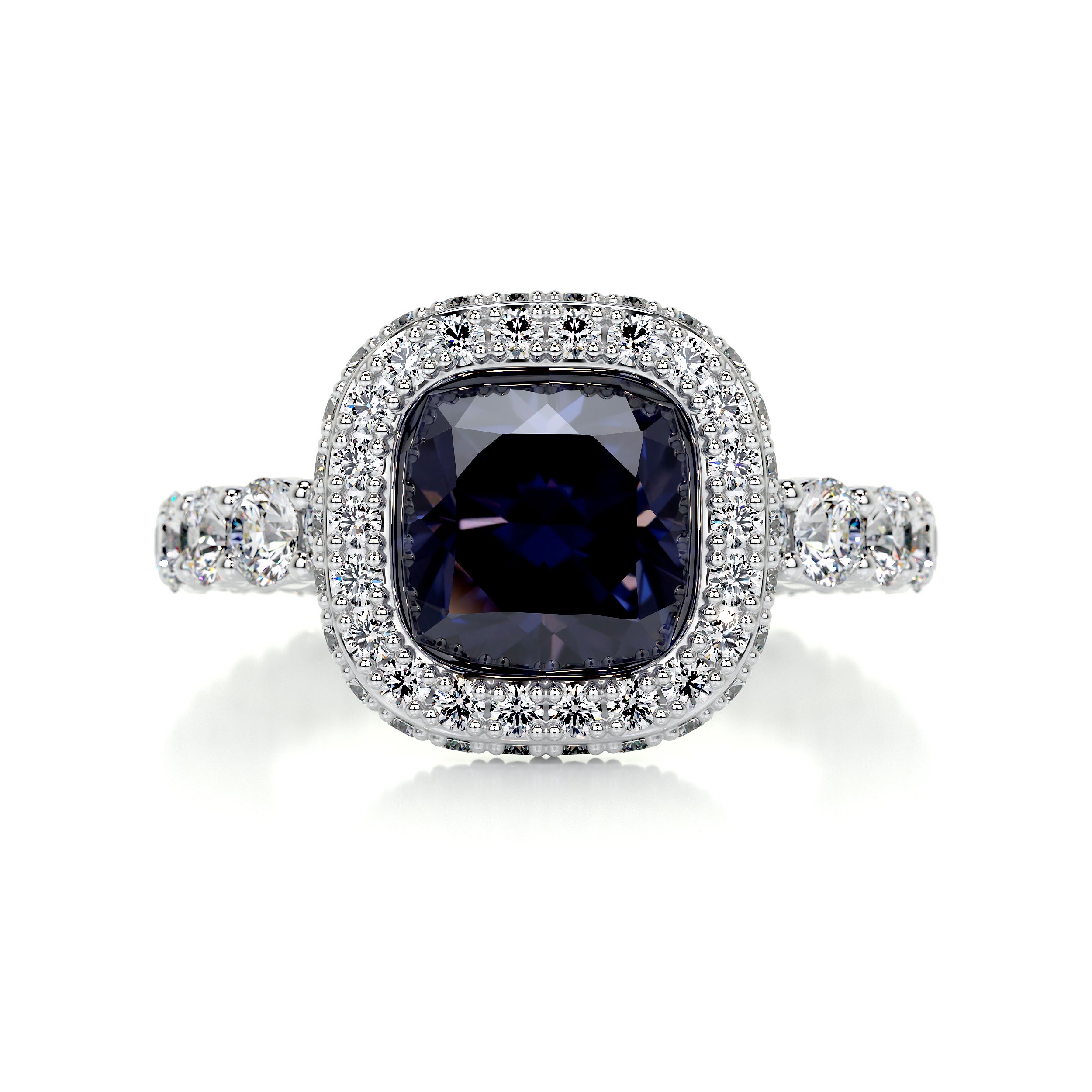 North Gemstone & Diamonds Ring (4 Carat) - 14K White Gold