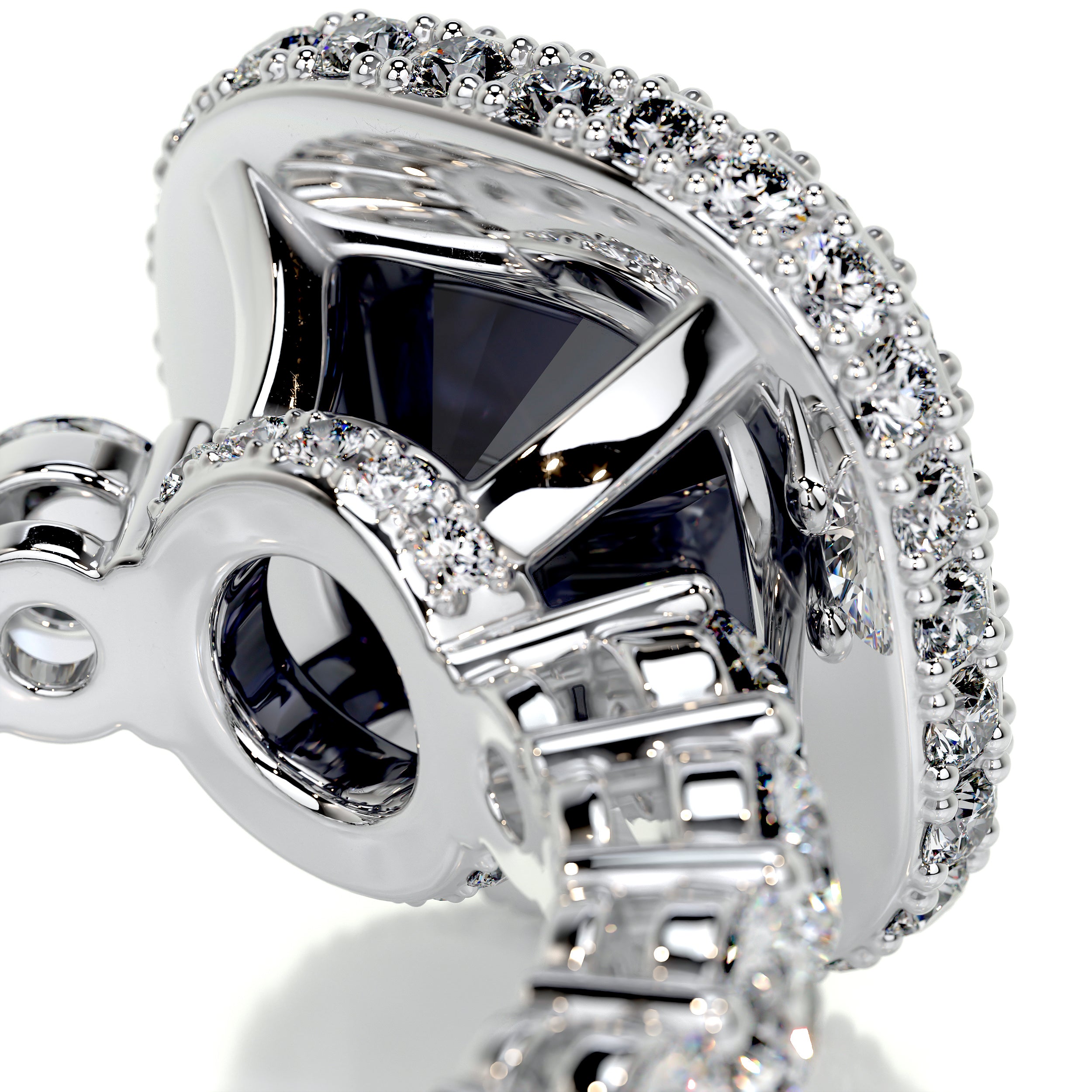 North Gemstone & Diamonds Ring (4 Carat) - 18K White Gold