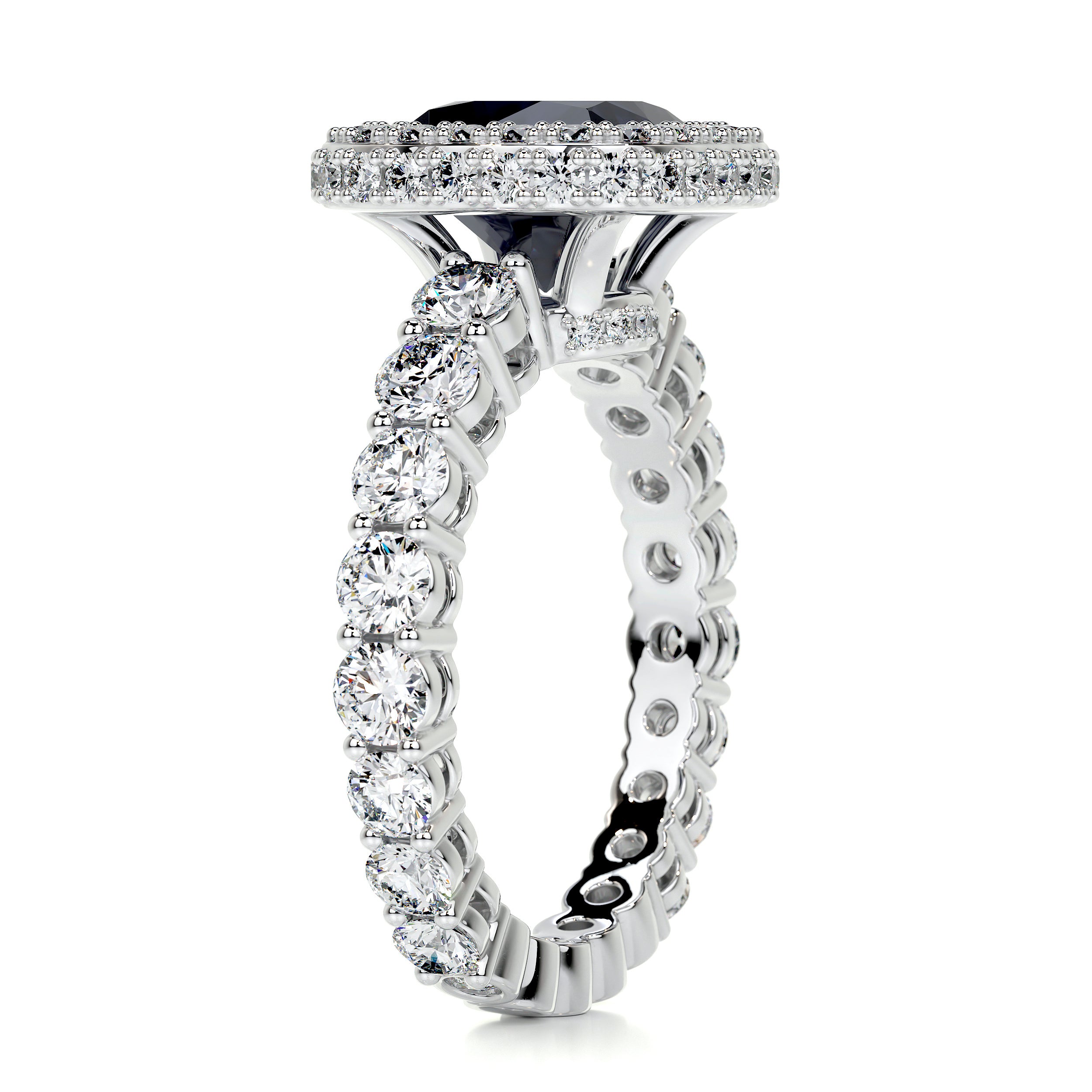 North Gemstone & Diamonds Ring (4 Carat) - 14K White Gold