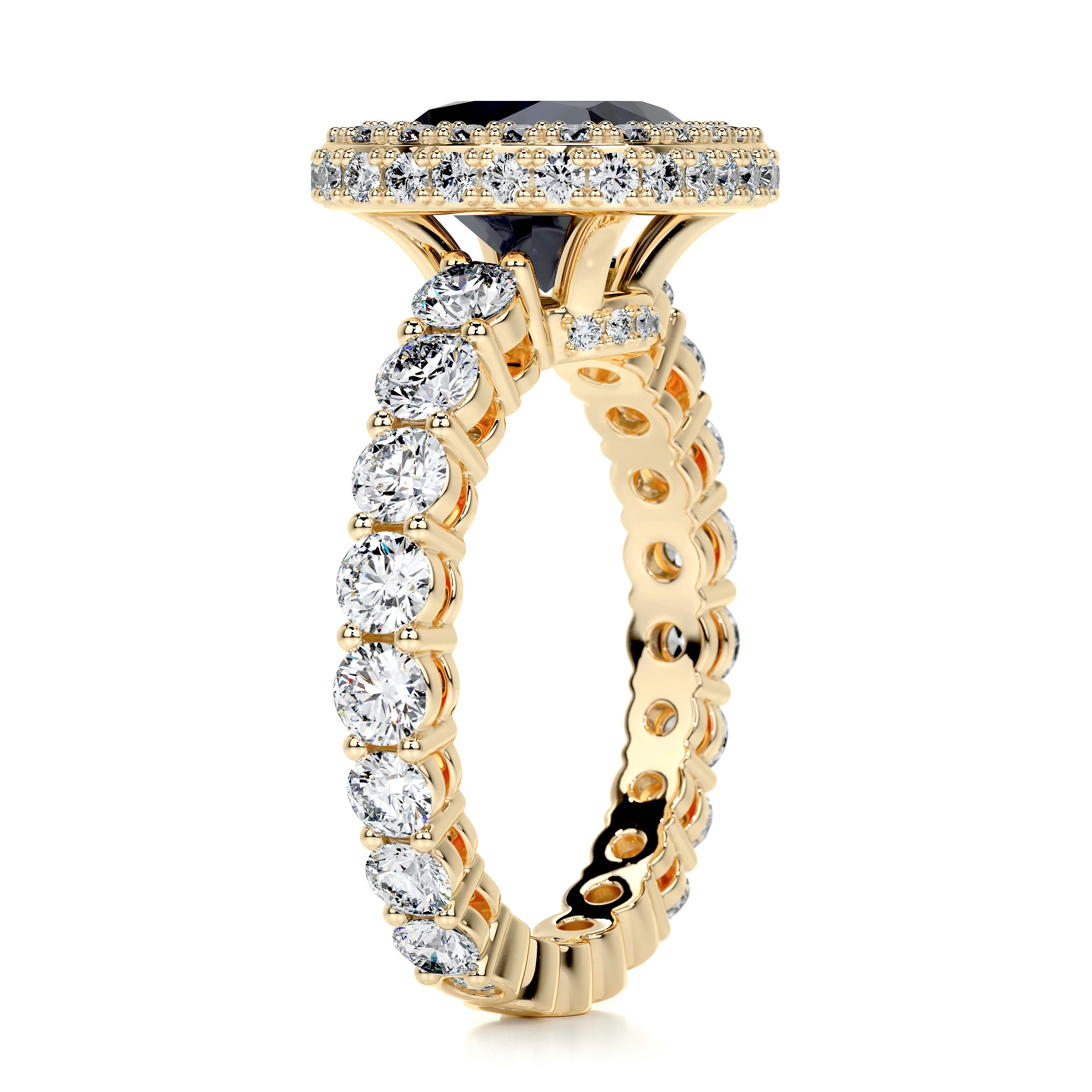 North Gemstone & Diamonds Ring (4 Carat) - 18K Yellow Gold