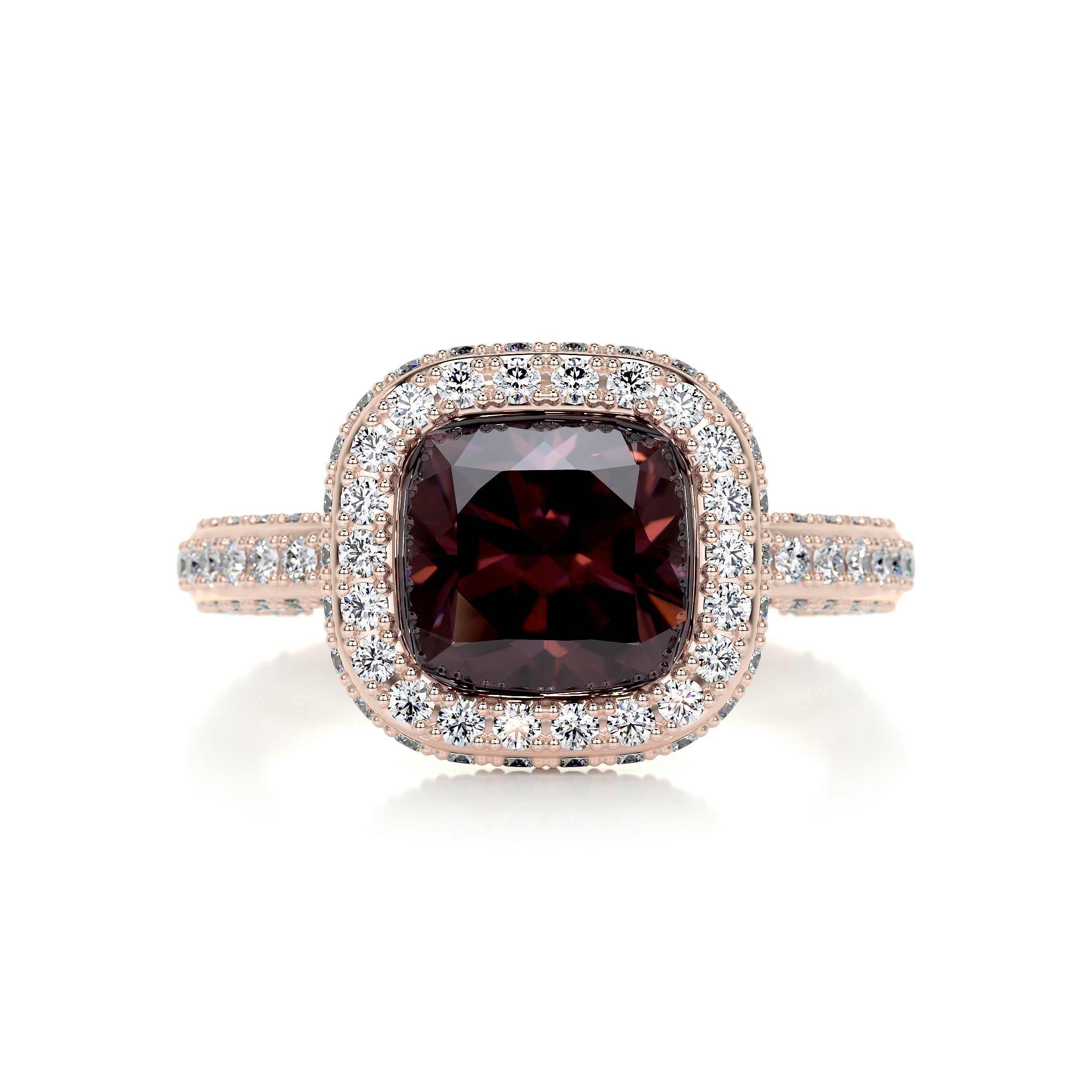 Kim Gemstone & Diamonds Ring (4 Carat) -14K Rose Gold