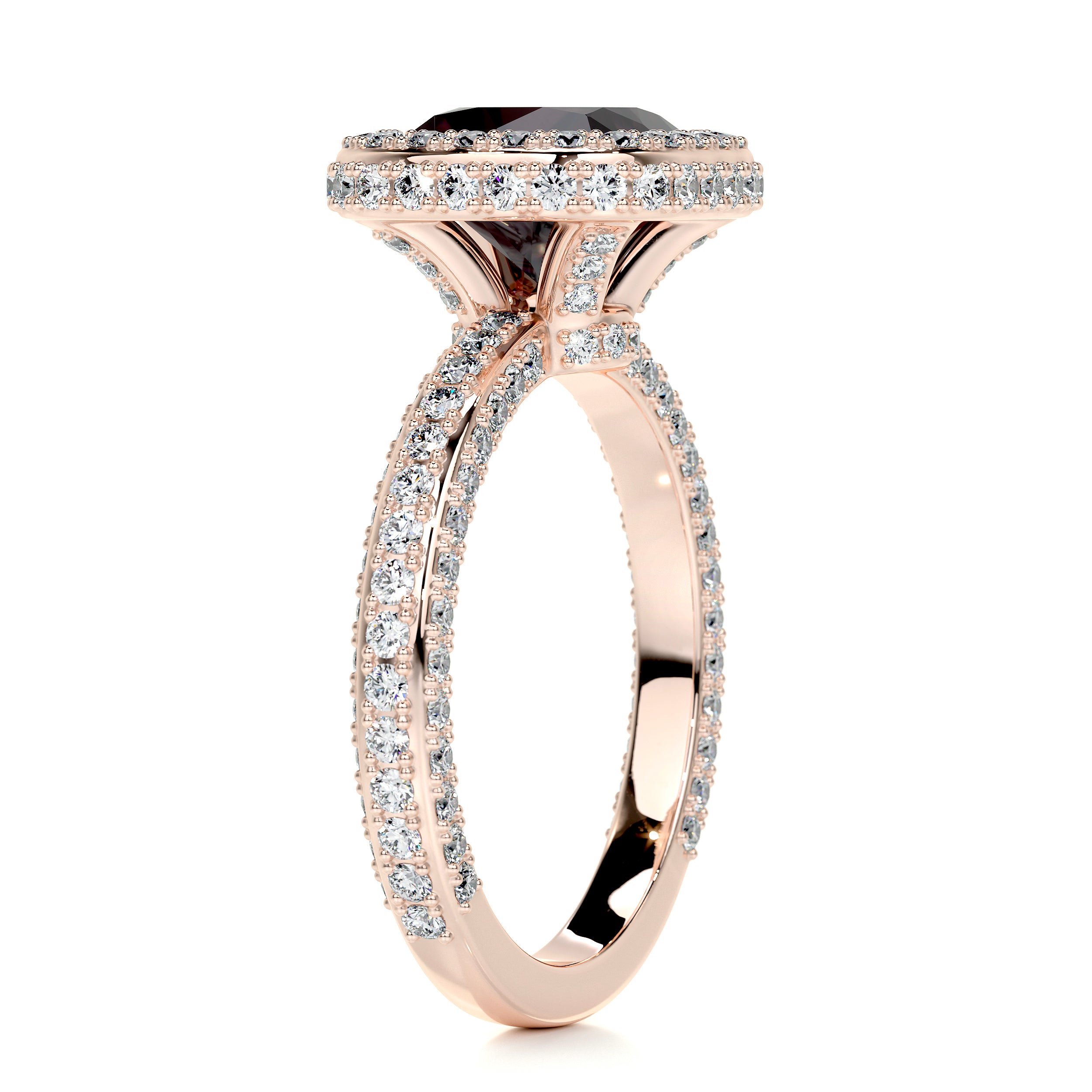 Kim Gemstone & Diamonds Ring (4 Carat) -14K Rose Gold