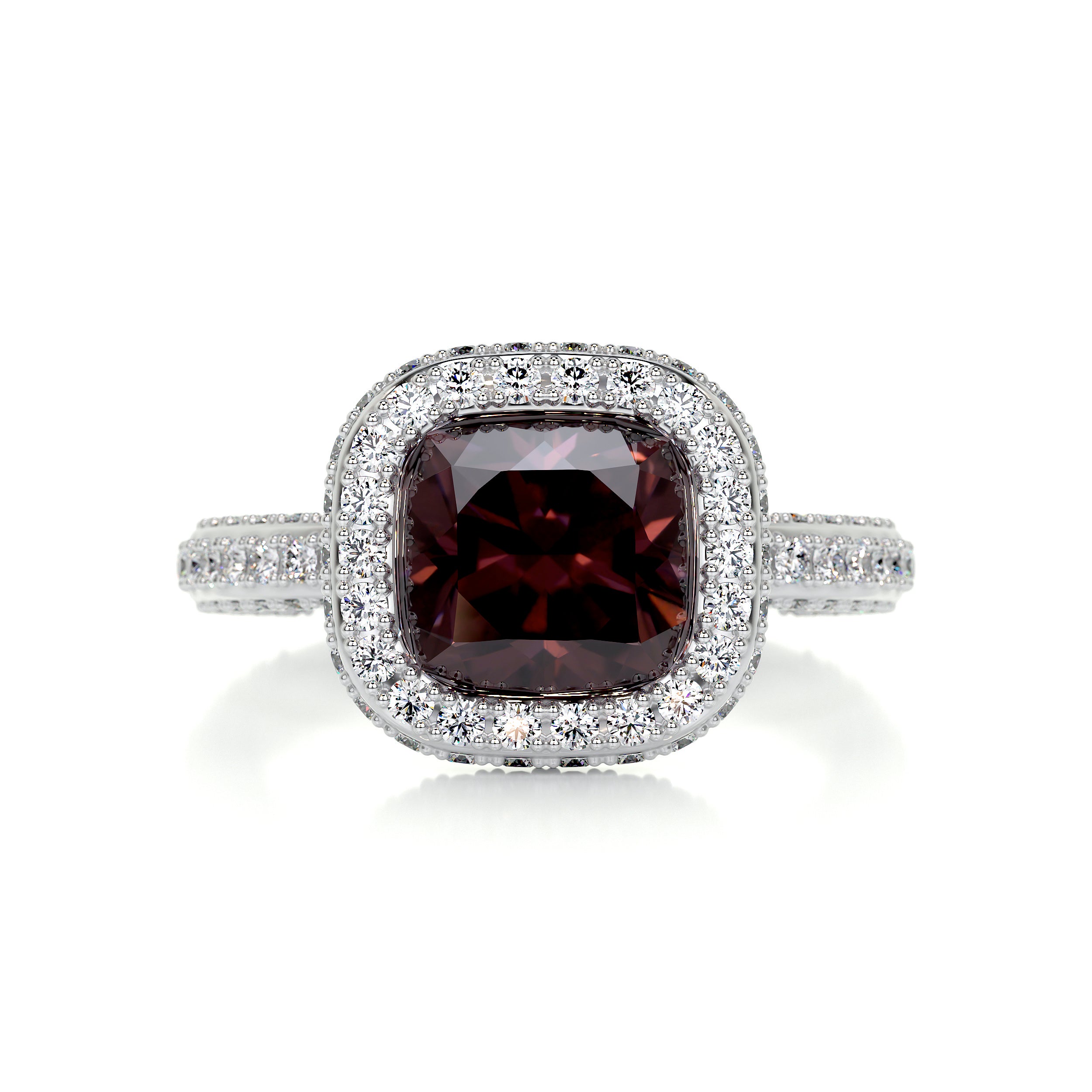 Kim Gemstone & Diamonds Ring (4 Carat) -14K White Gold