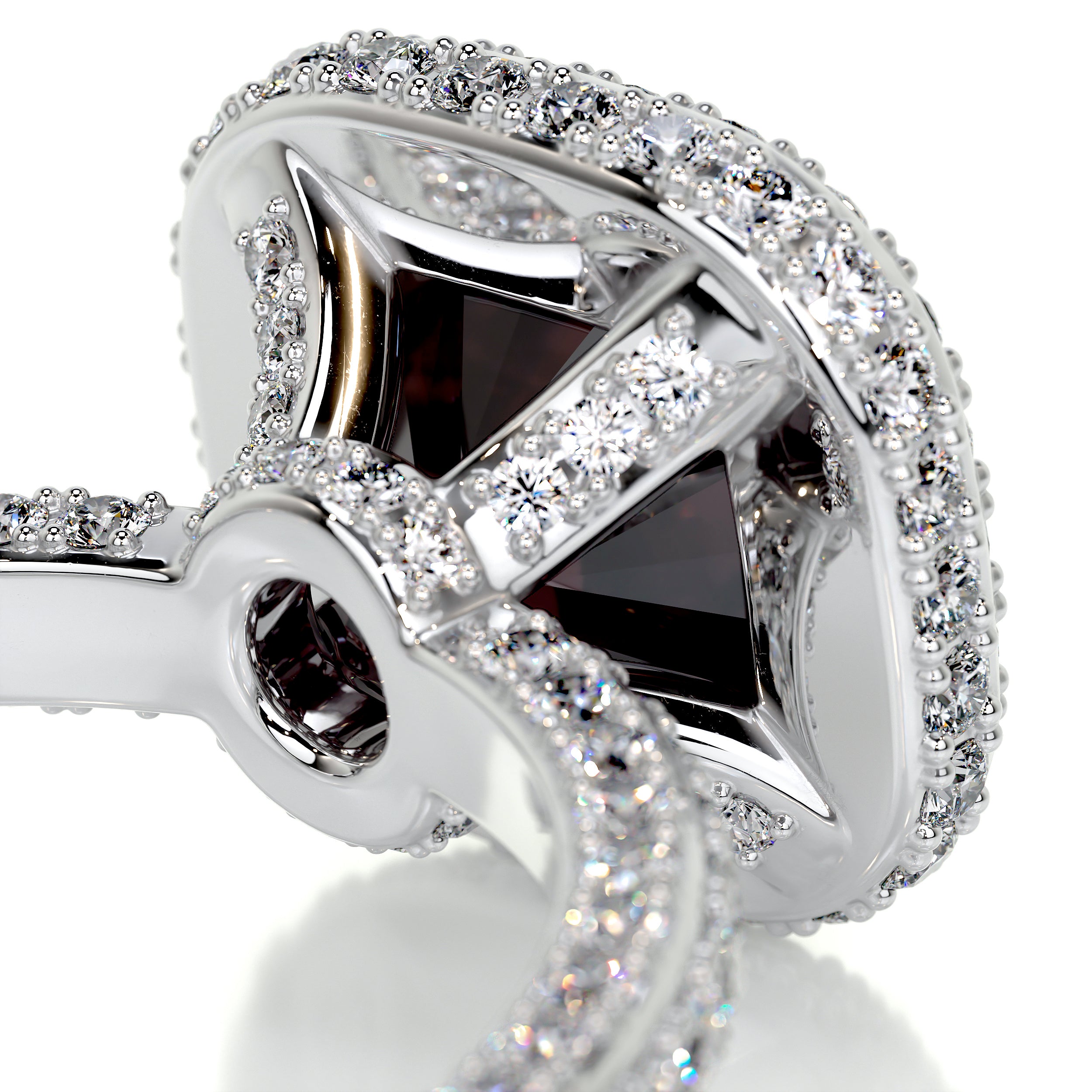 Kim Gemstone & Diamonds Ring (4 Carat) -14K White Gold
