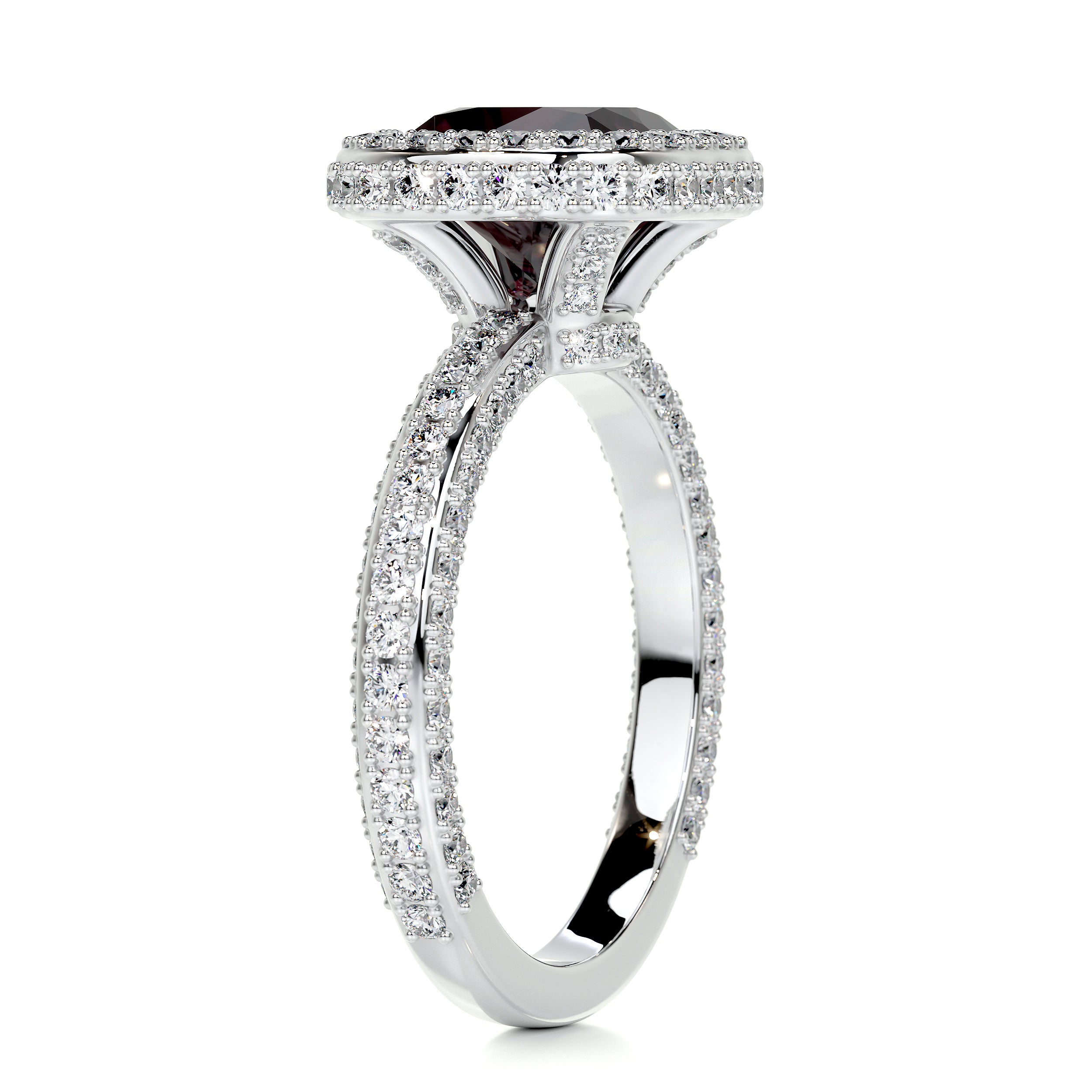 Kim Gemstone & Diamonds Ring (4 Carat) -14K White Gold