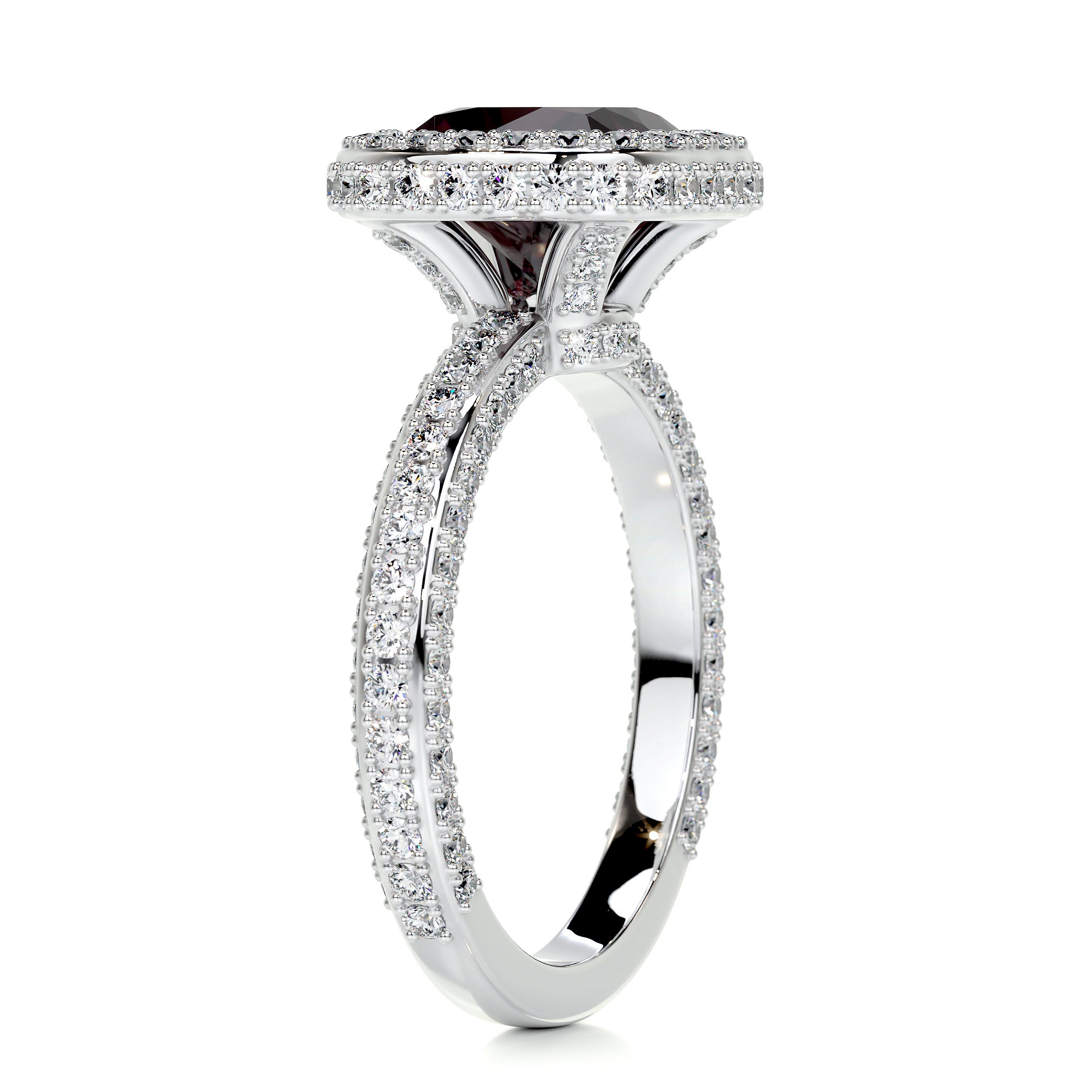 Kim Gemstone & Diamonds Ring   (4 Carat) -14K White Gold