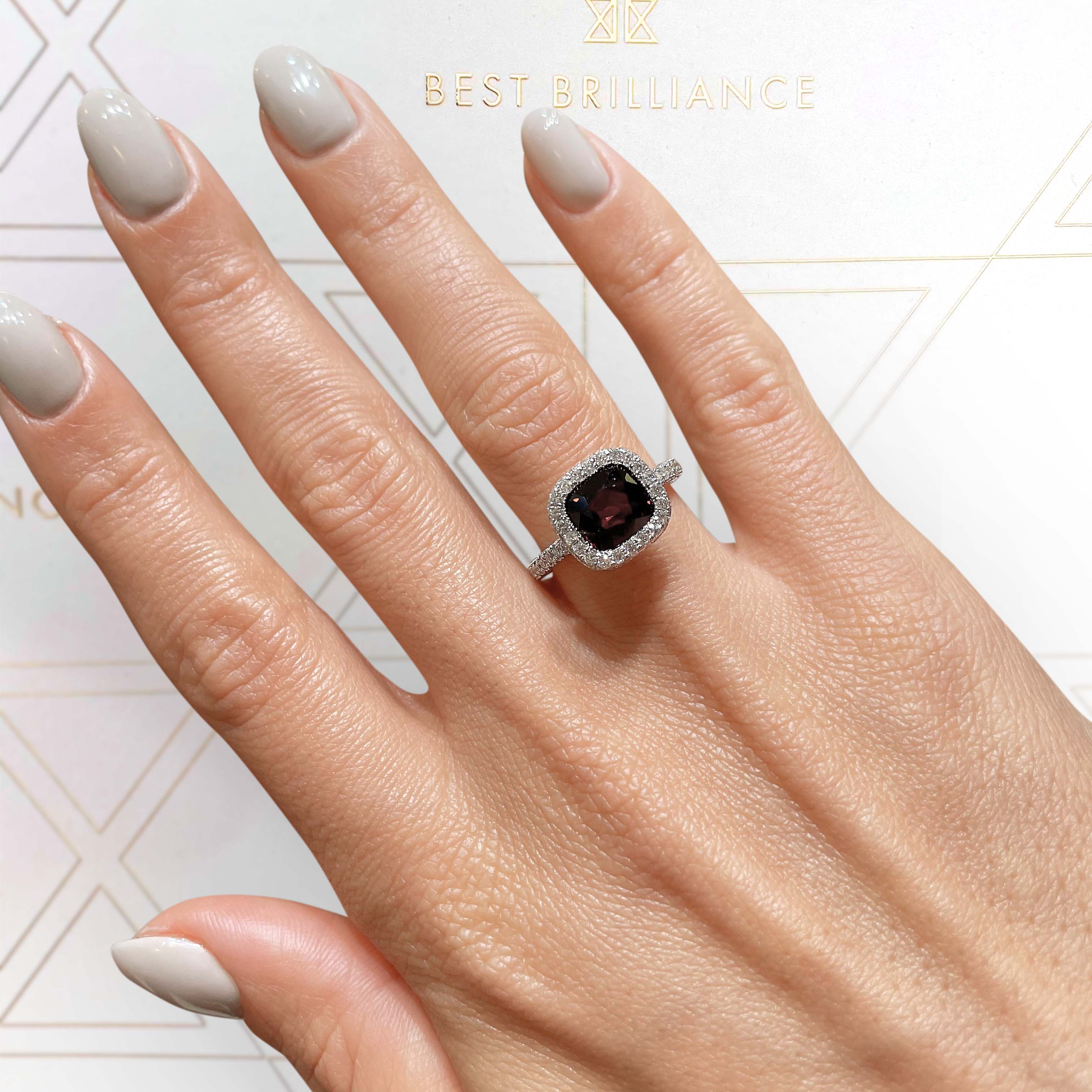 Kim Gemstone & Diamonds Ring (4 Carat) -14K White Gold