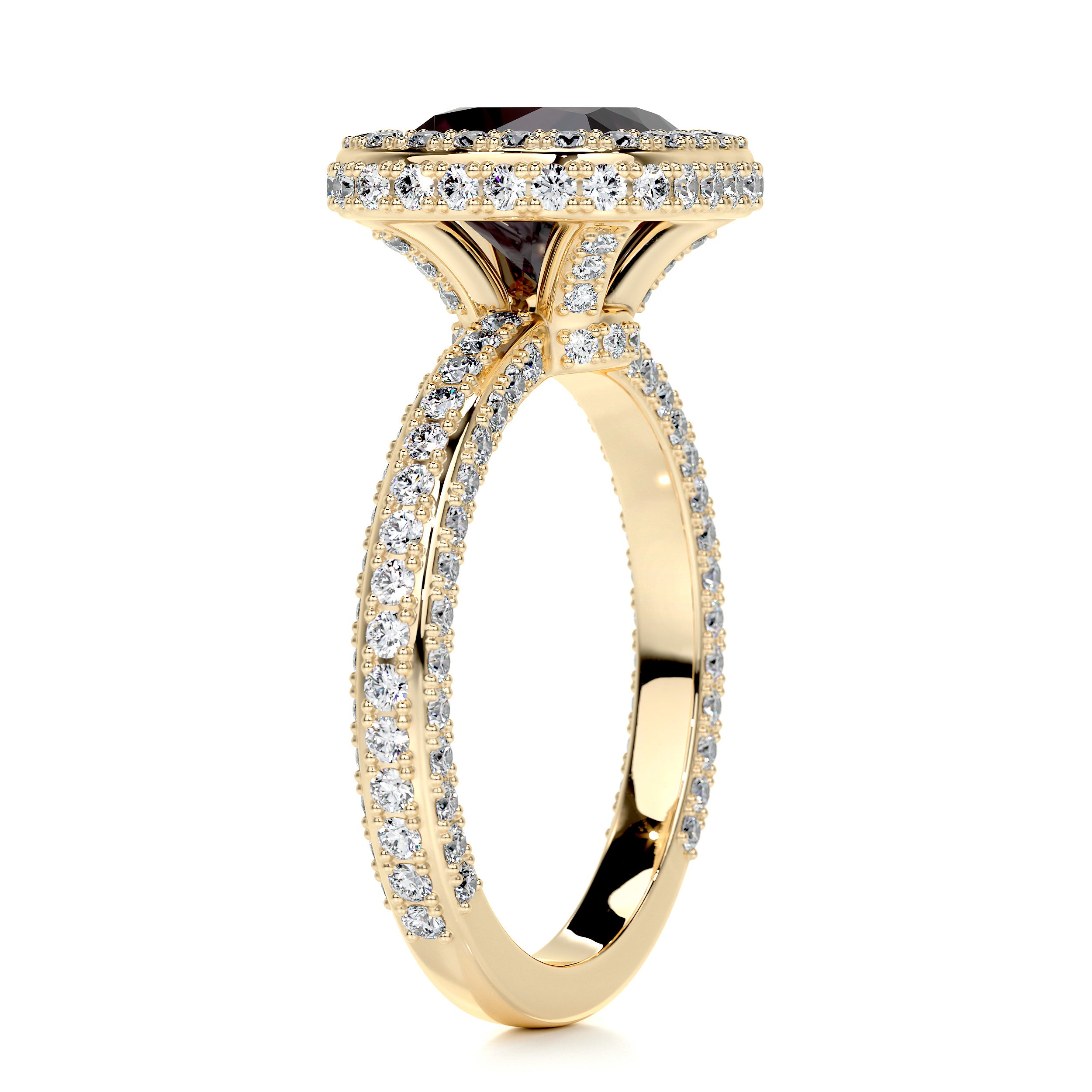 Kim Gemstone & Diamonds Ring (4 Carat) -18K Yellow Gold