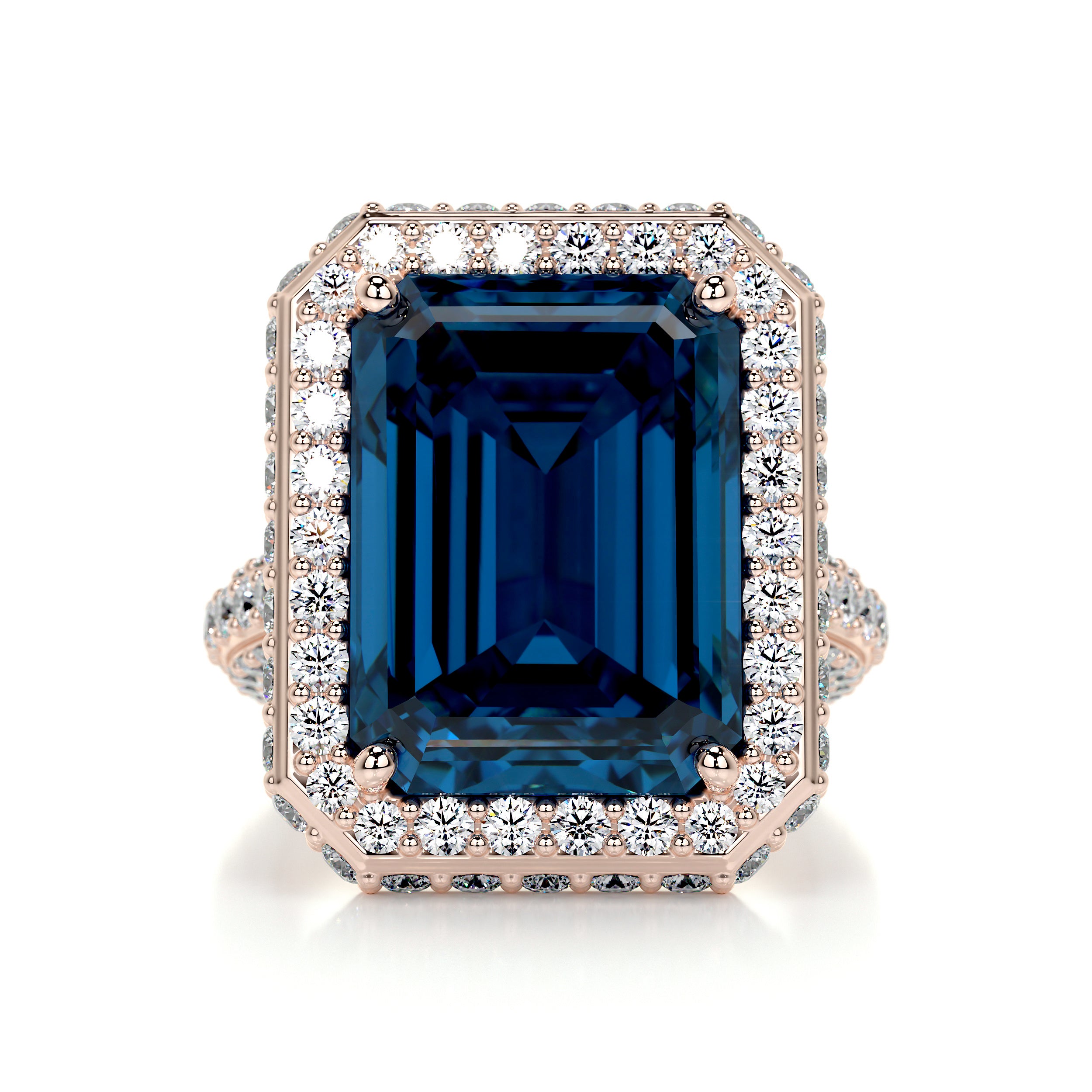 Mackenzie Gemstone & Diamonds Ring (12 Carat) -14K Rose Gold