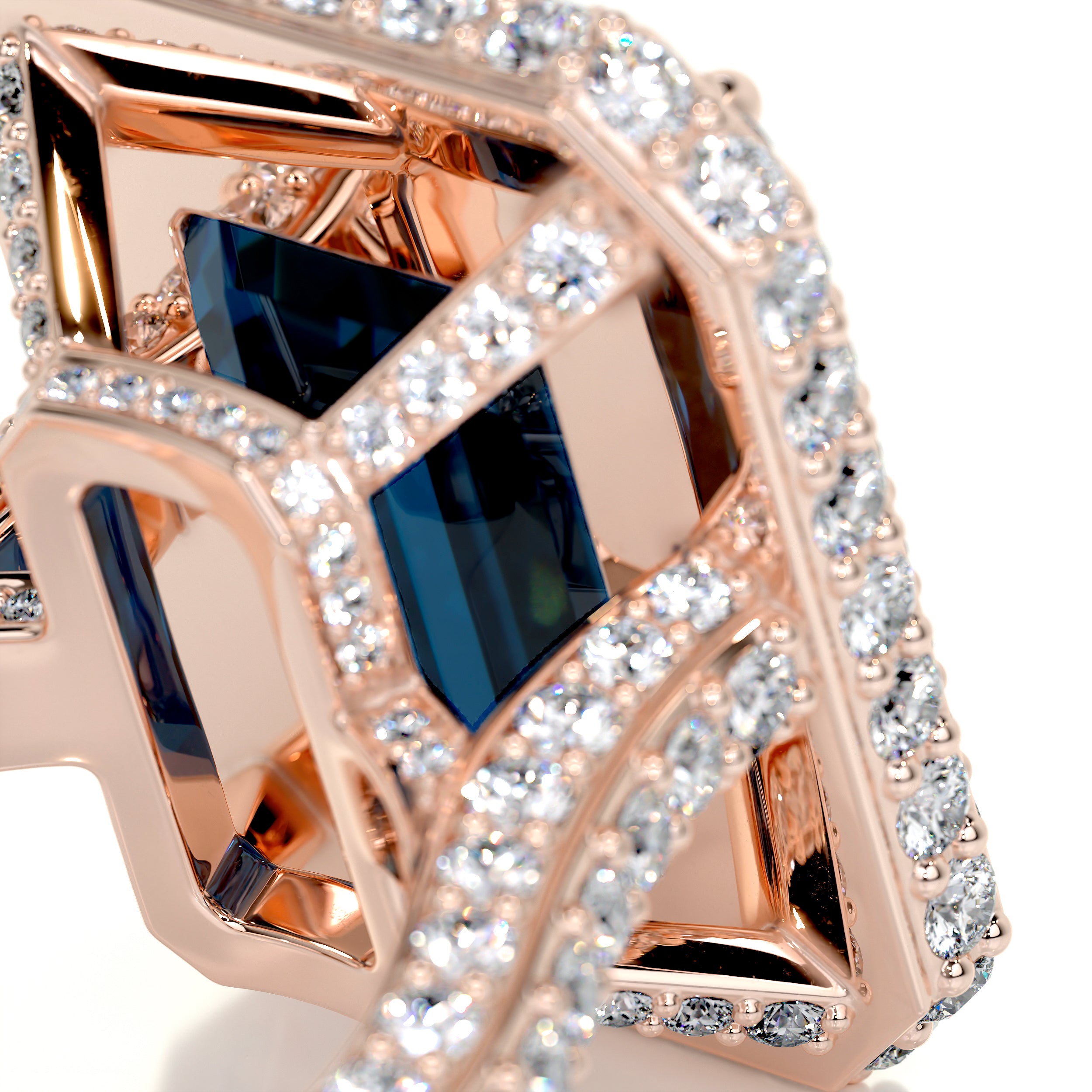Mackenzie Gemstone & Diamonds Ring (12 Carat) -14K Rose Gold
