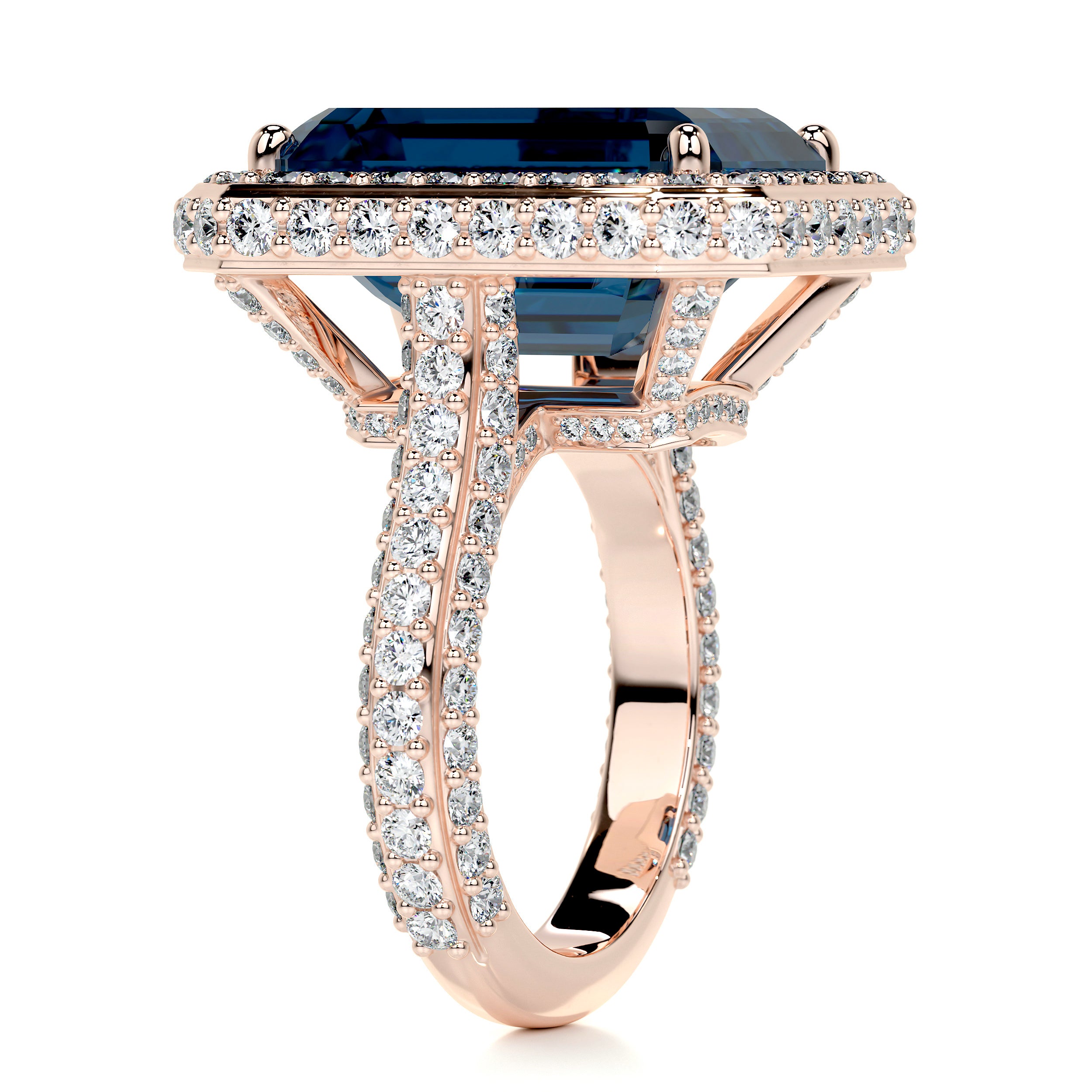 Mackenzie Gemstone & Diamonds Ring (12 Carat) -14K Rose Gold