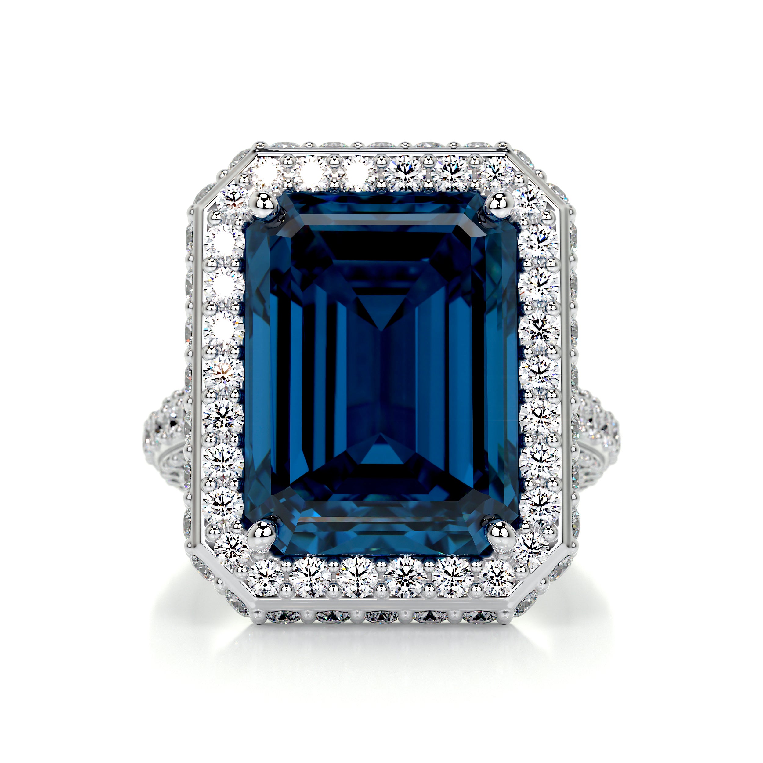 Mackenzie Gemstone & Diamonds Ring (12 Carat) -14K White Gold