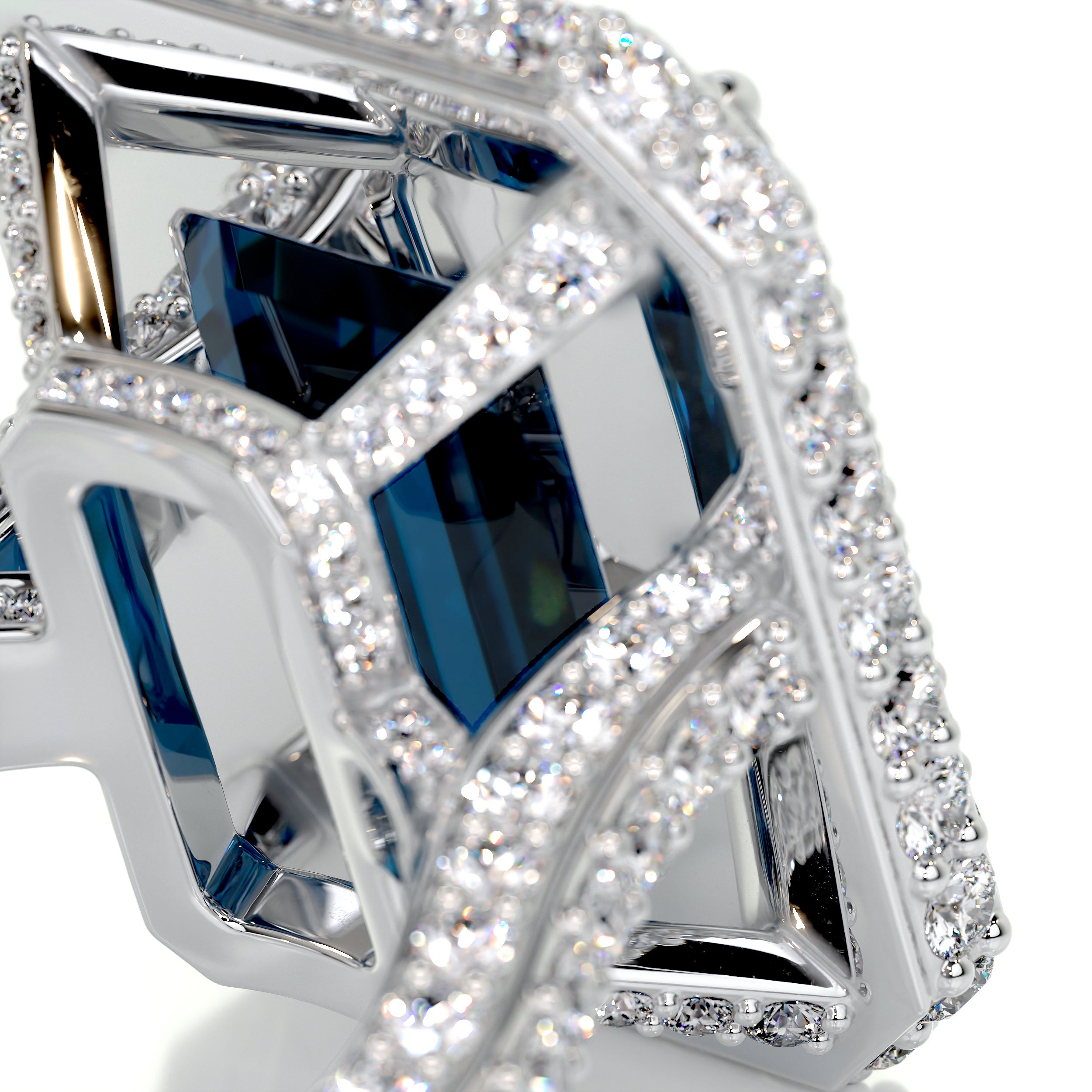 Mackenzie Gemstone & Diamonds Ring (12 Carat) -14K White Gold