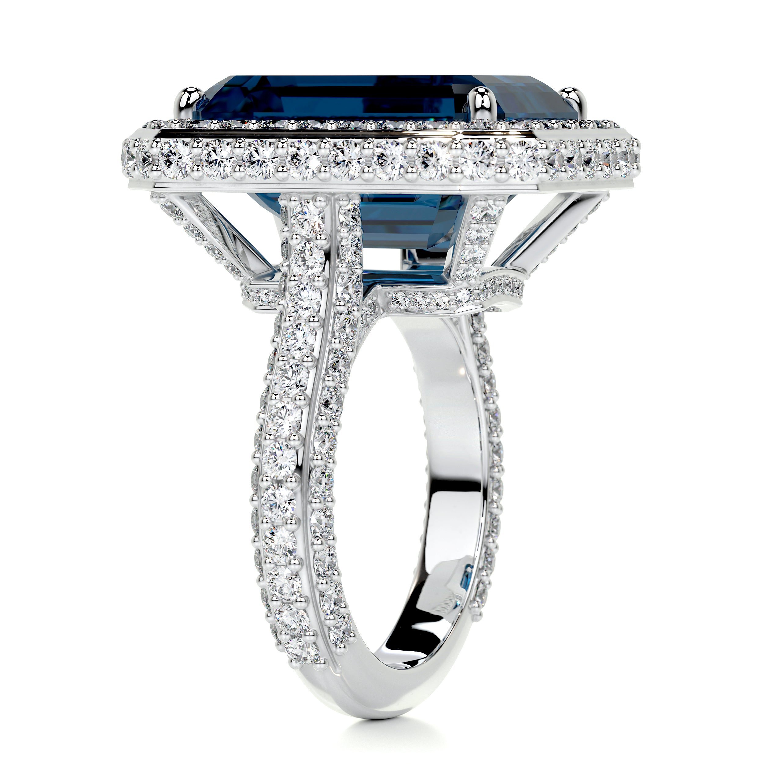 Mackenzie Gemstone & Diamonds Ring (12 Carat) -14K White Gold