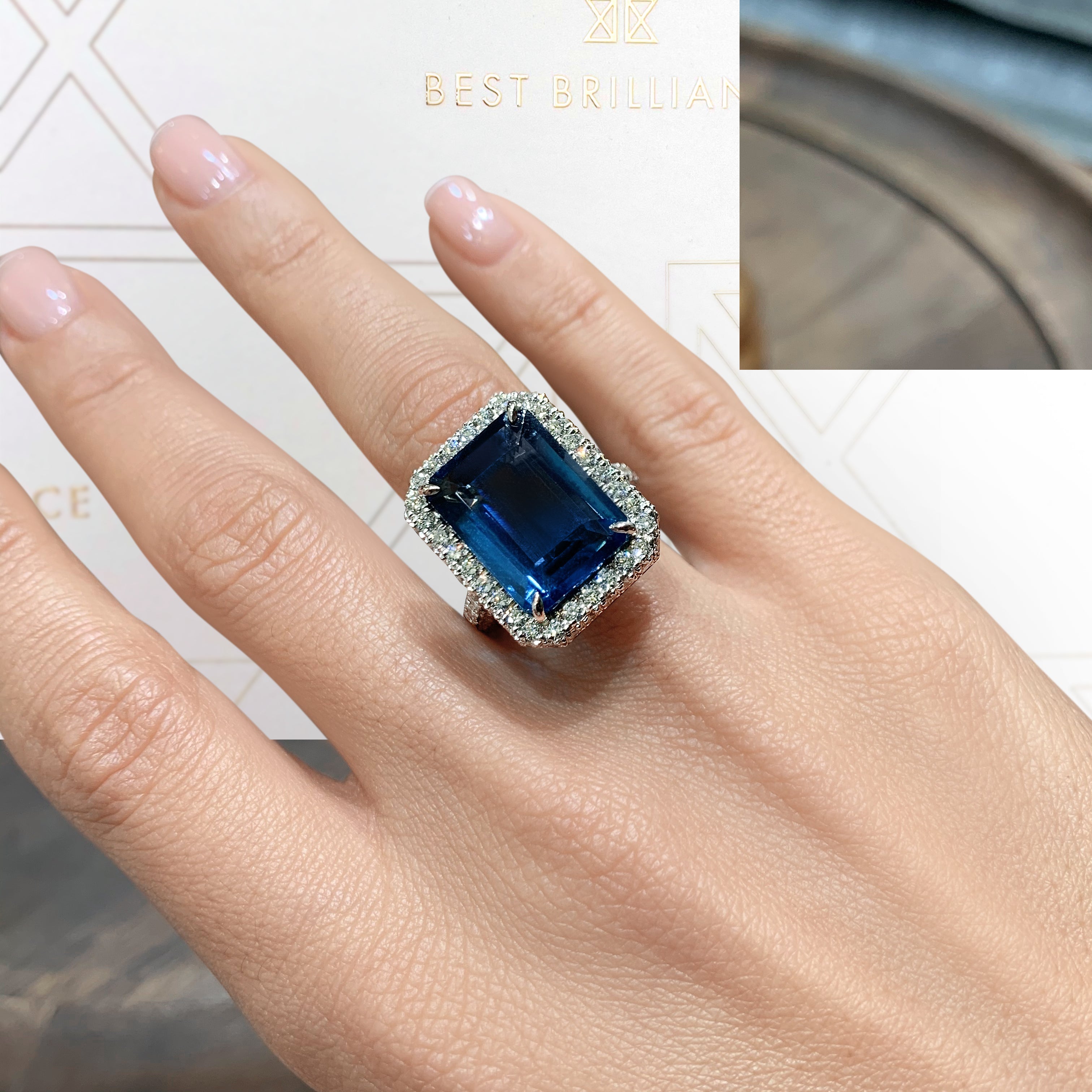 Mackenzie Gemstone & Diamonds Ring (12 Carat) -14K White Gold