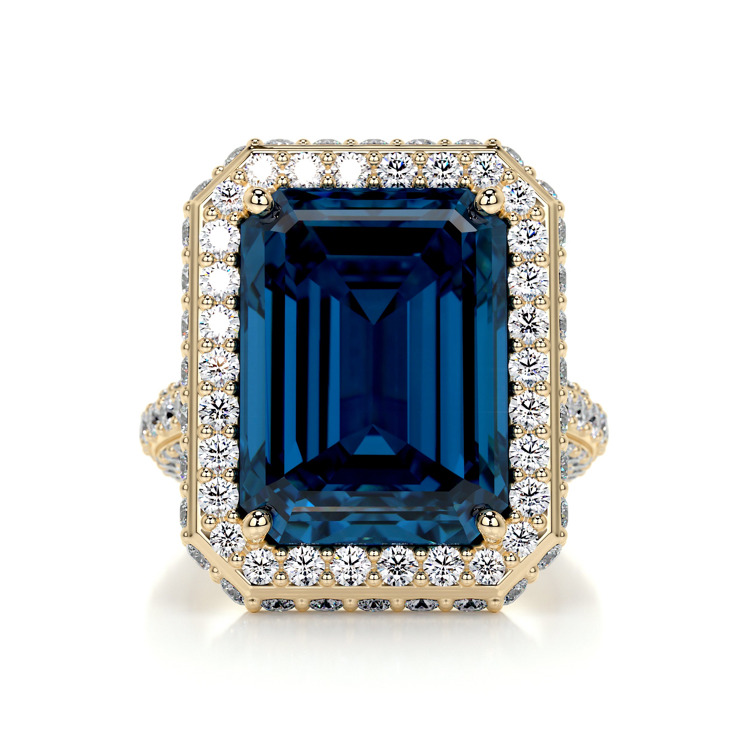 Mackenzie Gemstone & Diamonds Ring (12 Carat) -18K Yellow Gold