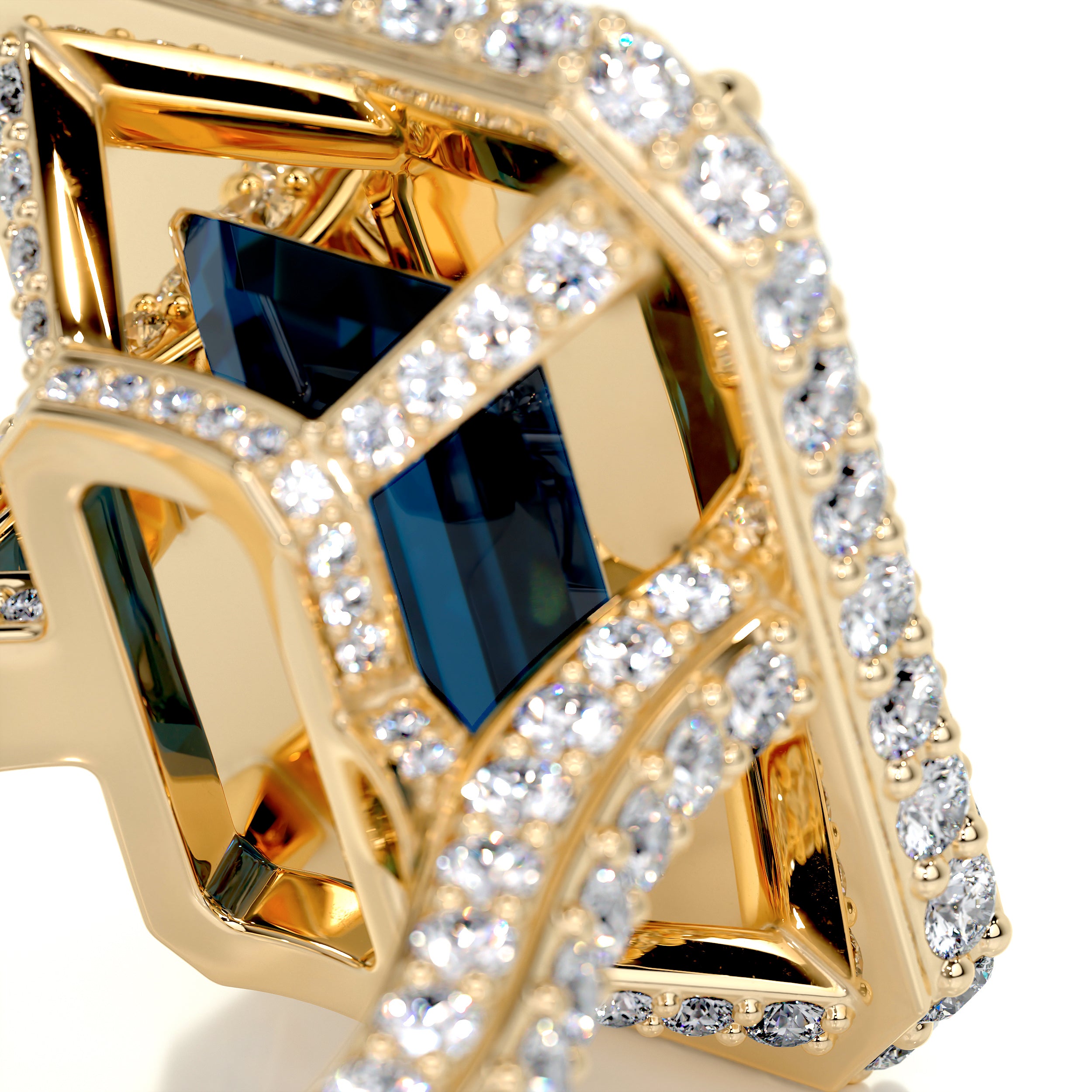 Mackenzie Gemstone & Diamonds Ring (12 Carat) -18K Yellow Gold