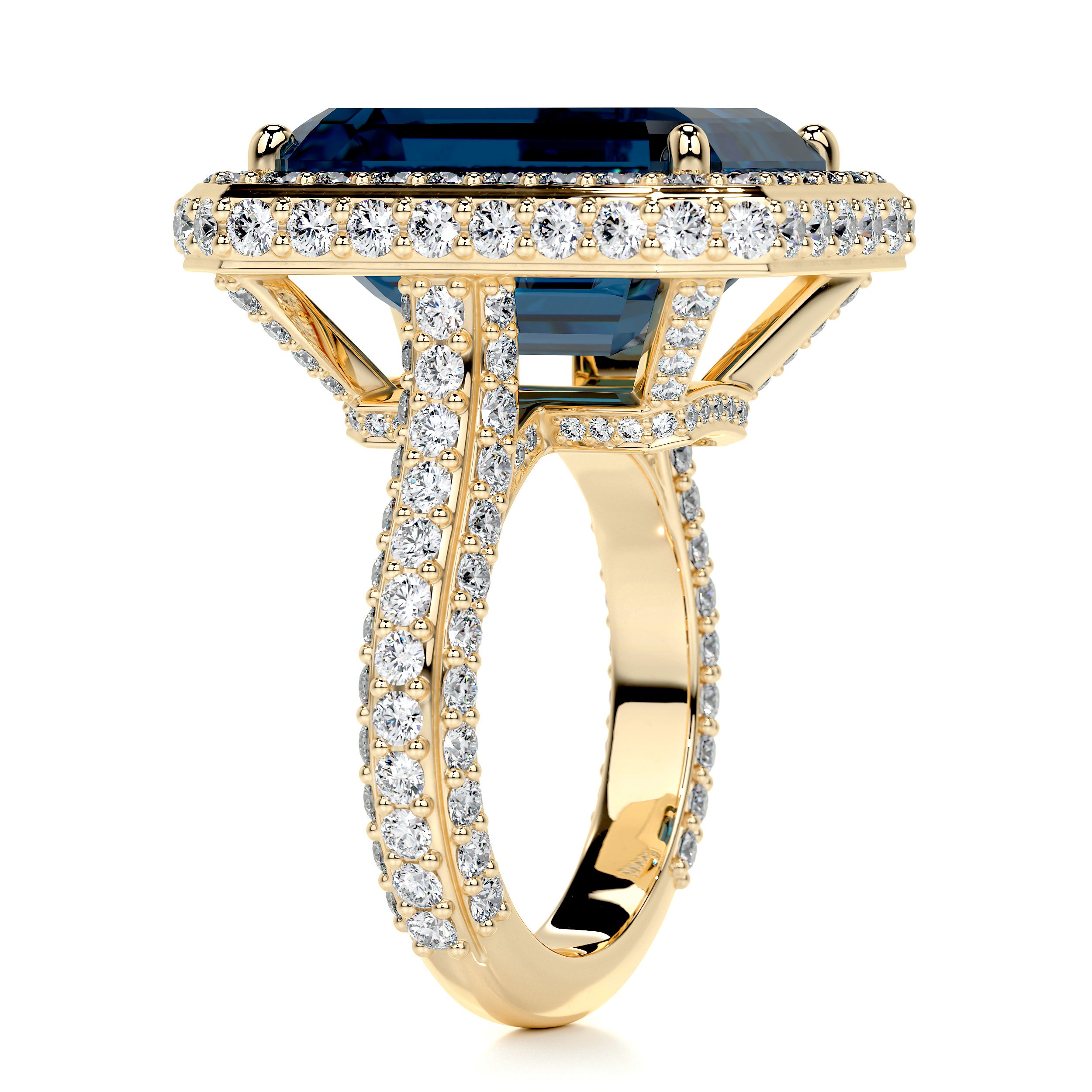 Mackenzie Gemstone & Diamonds Ring (12 Carat) -18K Yellow Gold