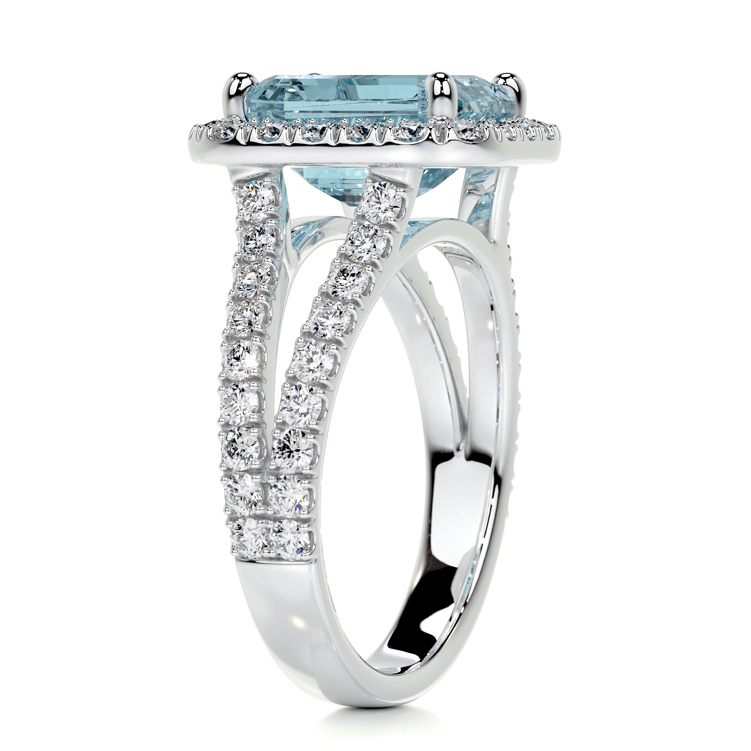 Melody Gemstone & Diamonds Ring   (5 Carat) - 14K White Gold