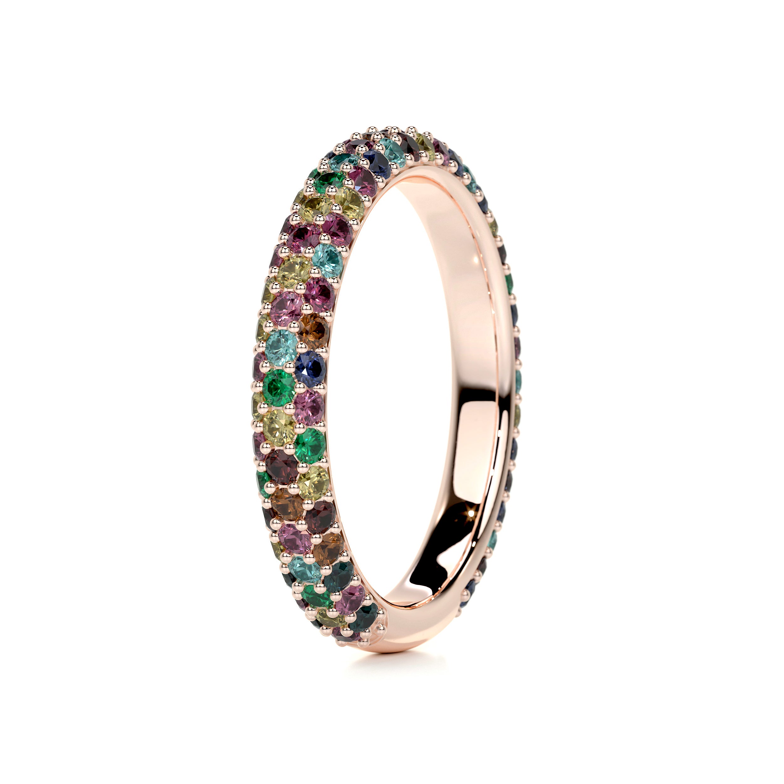 Emma Rainbow Gemstone Wedding Ring   (1.25 Carat) -14K Rose Gold