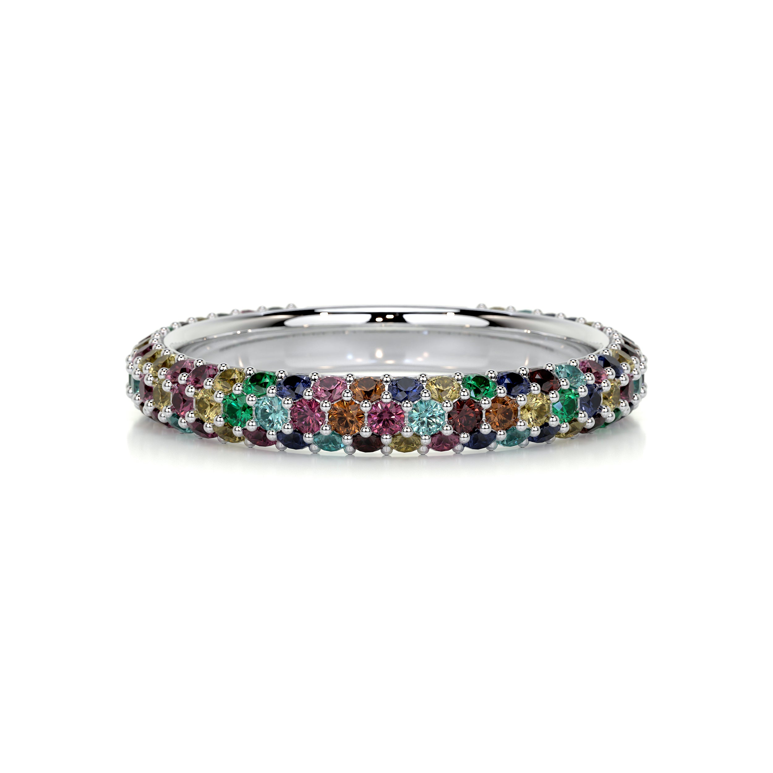 Emma Rainbow Gemstone Wedding Ring   (1.25 Carat) -14K White Gold