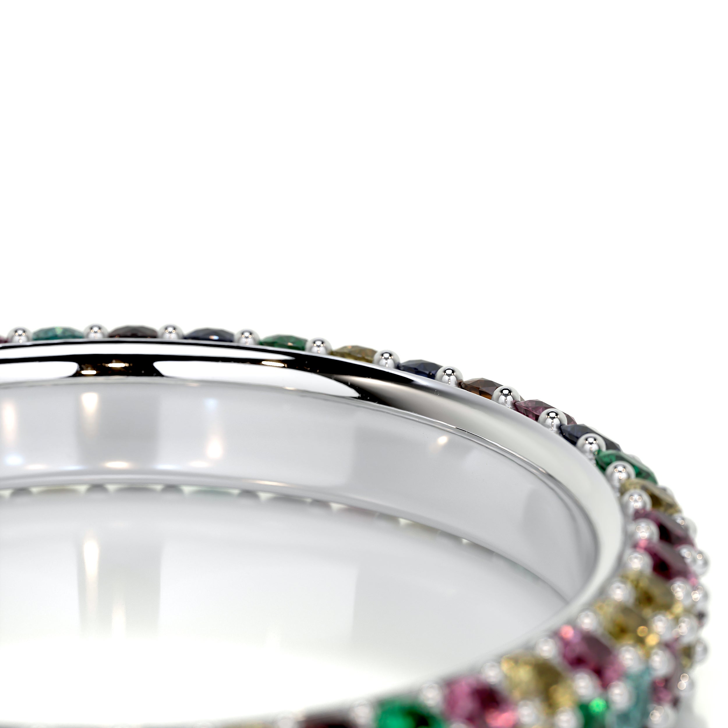Emma Rainbow Gemstone Wedding Ring   (1.25 Carat) -14K White Gold