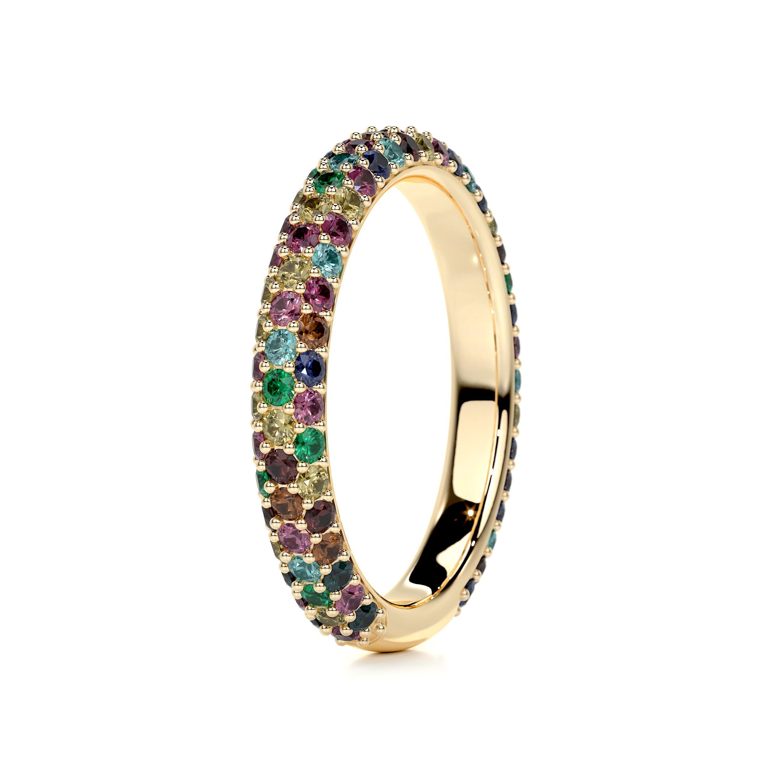 Emma Rainbow Gemstone Wedding Ring   (1.25 Carat) -18K Yellow Gold