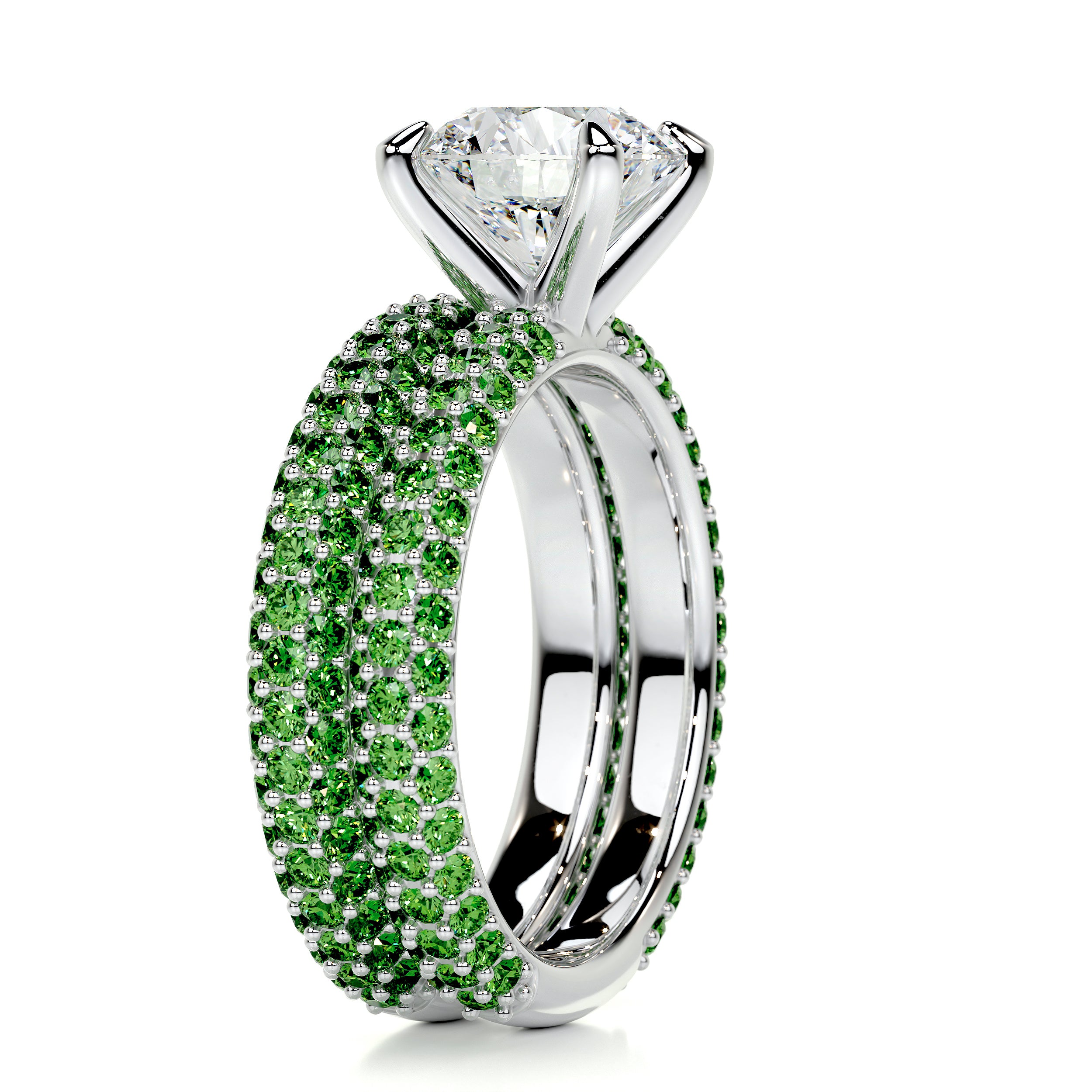 Charlotte Diamond & Gemstones Bridal Set (3.5 Carat) -14K White Gold