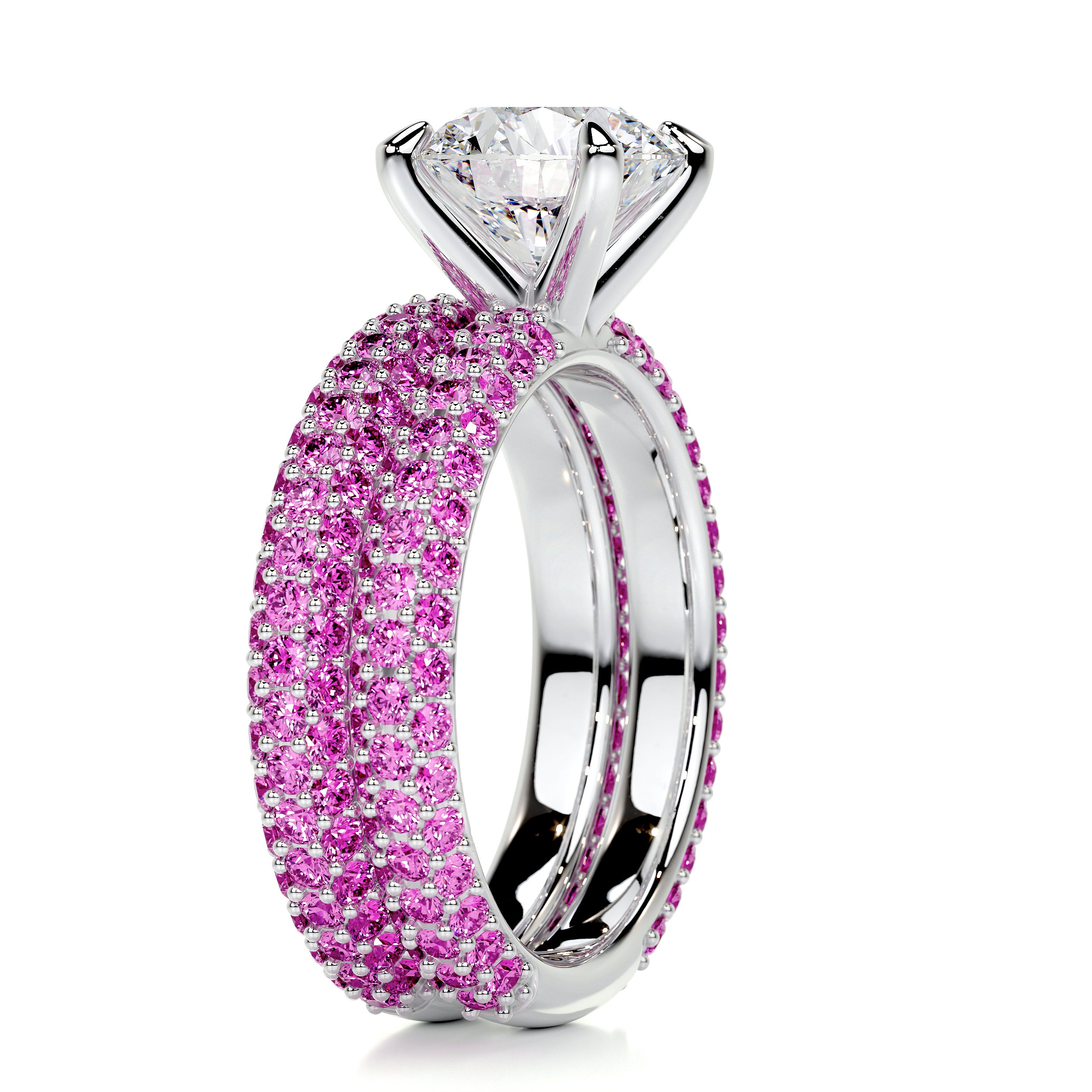 Charlotte Diamond & Gemstones Bridal Set (3.5 Carat) -14K White Gold
