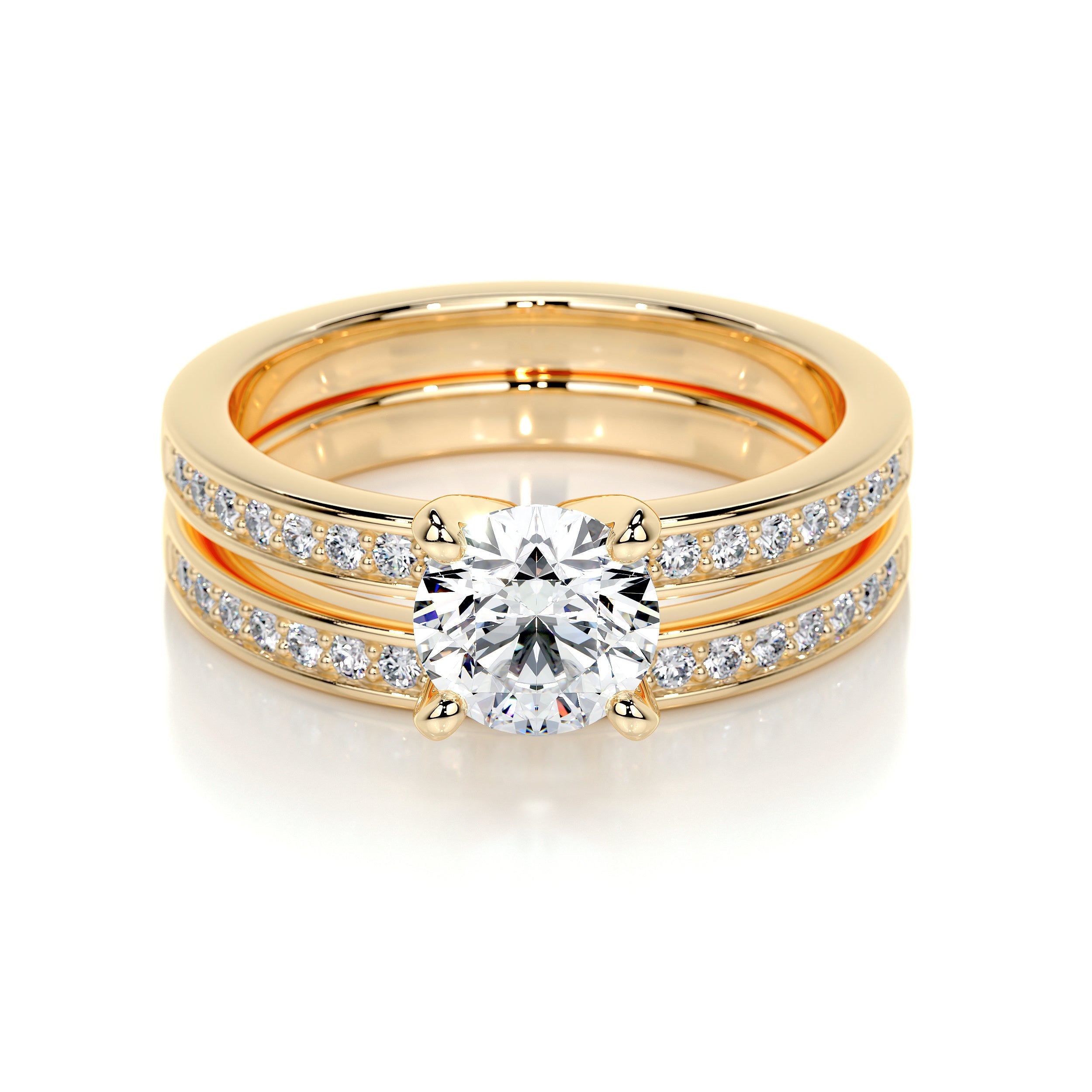 Giselle Lab Grown Diamond Bridal Set   (1.35 Carat) -18K Yellow Gold