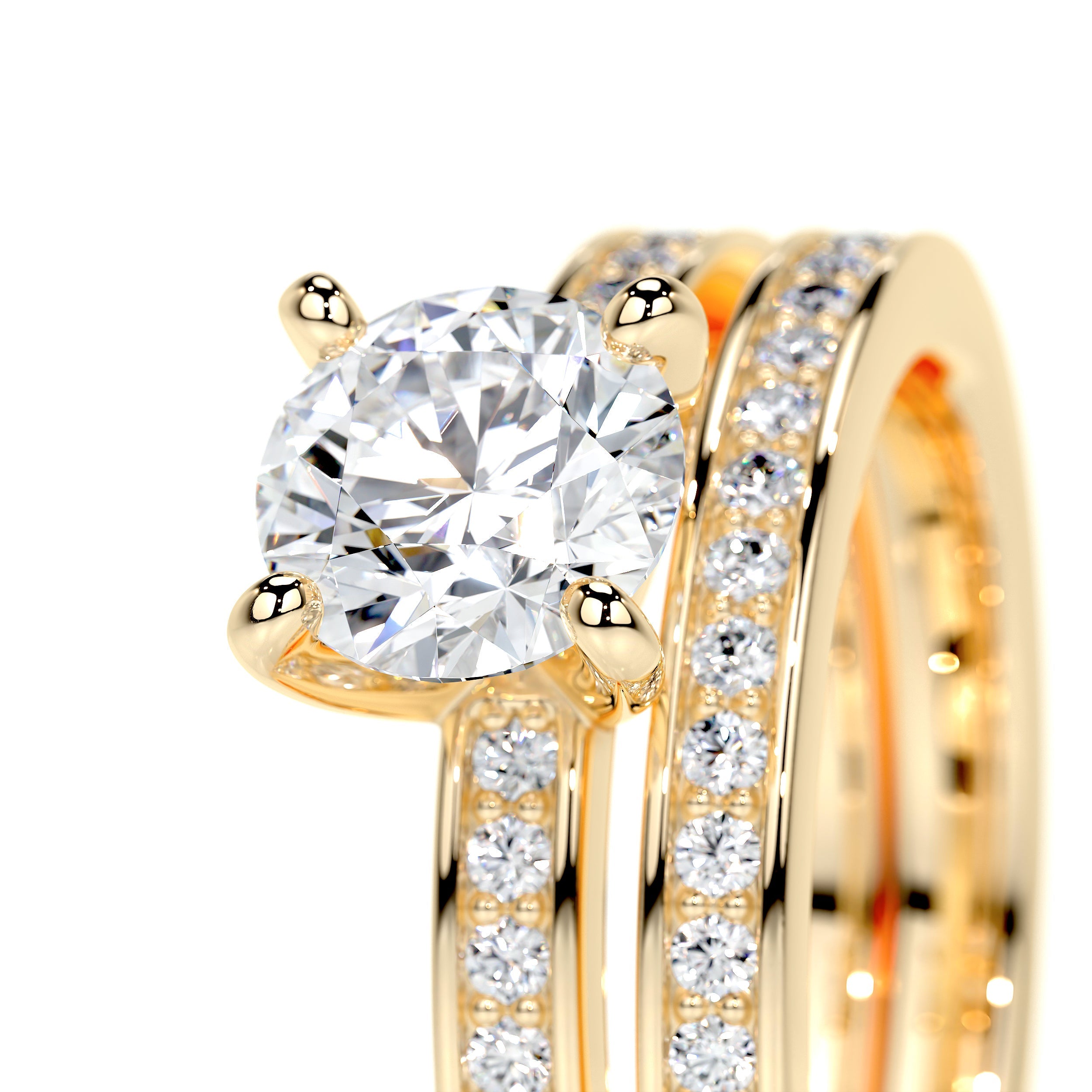 Giselle Lab Grown Diamond Bridal Set   (1.35 Carat) -18K Yellow Gold